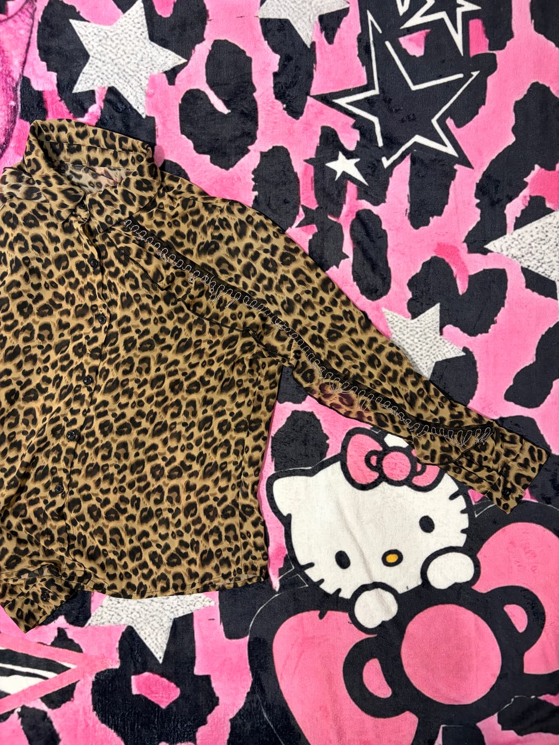 Leopard See-through chain trim shirt  상품이미지9