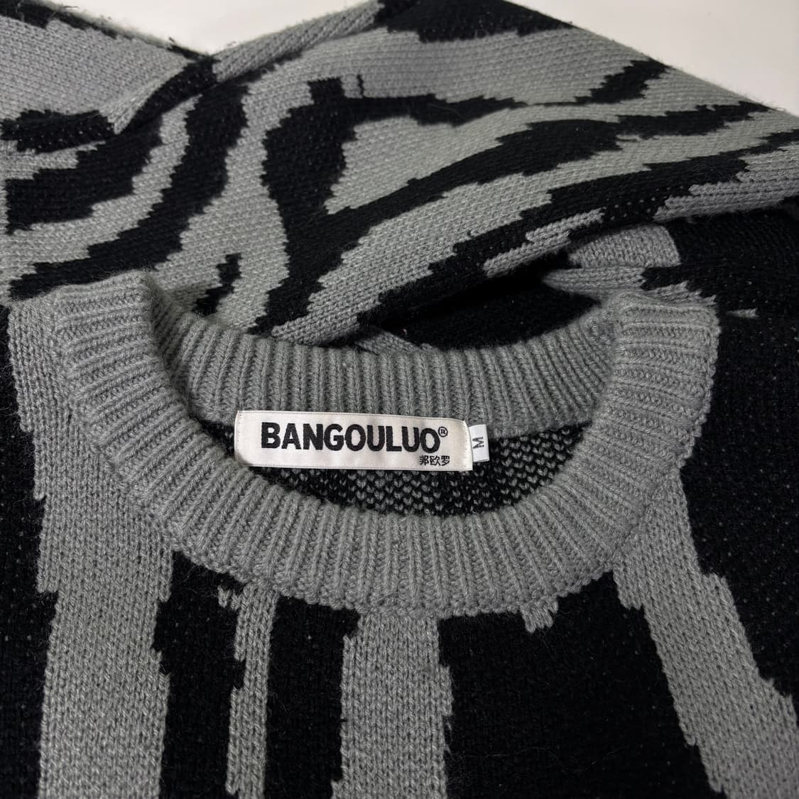 M BANGOULUO 검회 루즈오버핏 얼룩말패턴 라운드니트 상품이미지4
