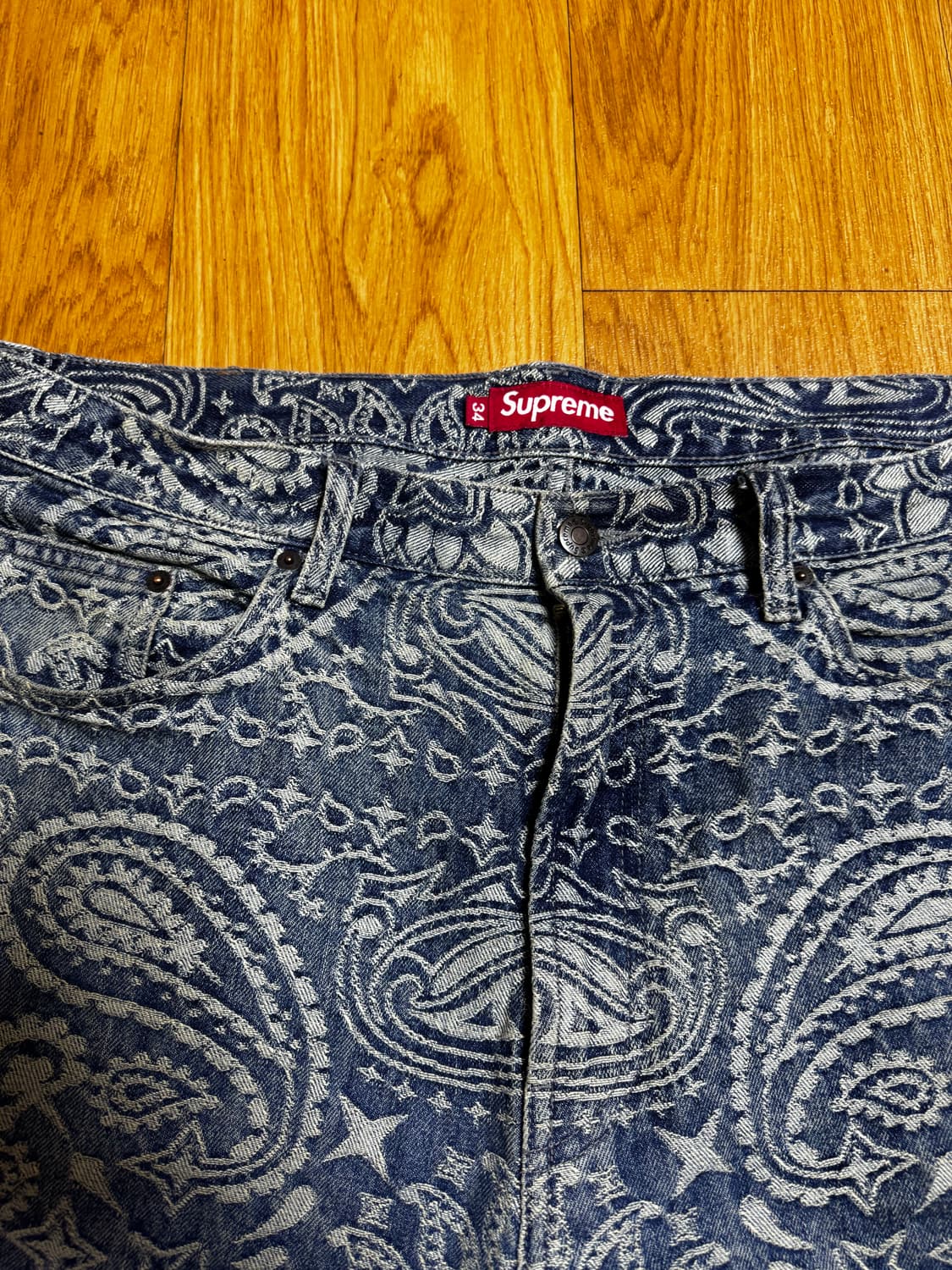 34)슈프림 자카드 반다나 배기진 블루 상품이미지2