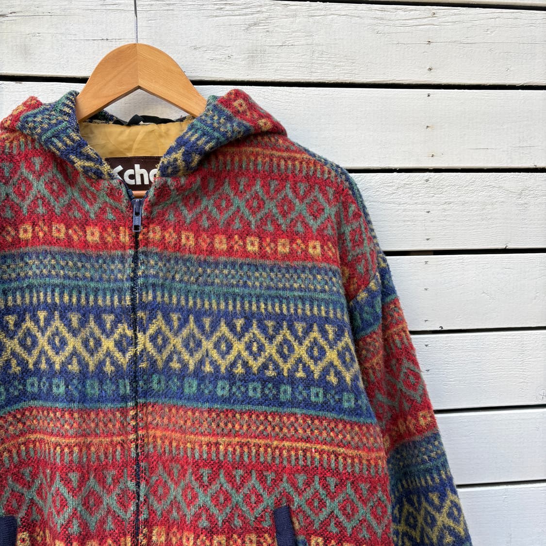 Schott 90s 쇼트 에스닉 울 후드 자켓 상품이미지4