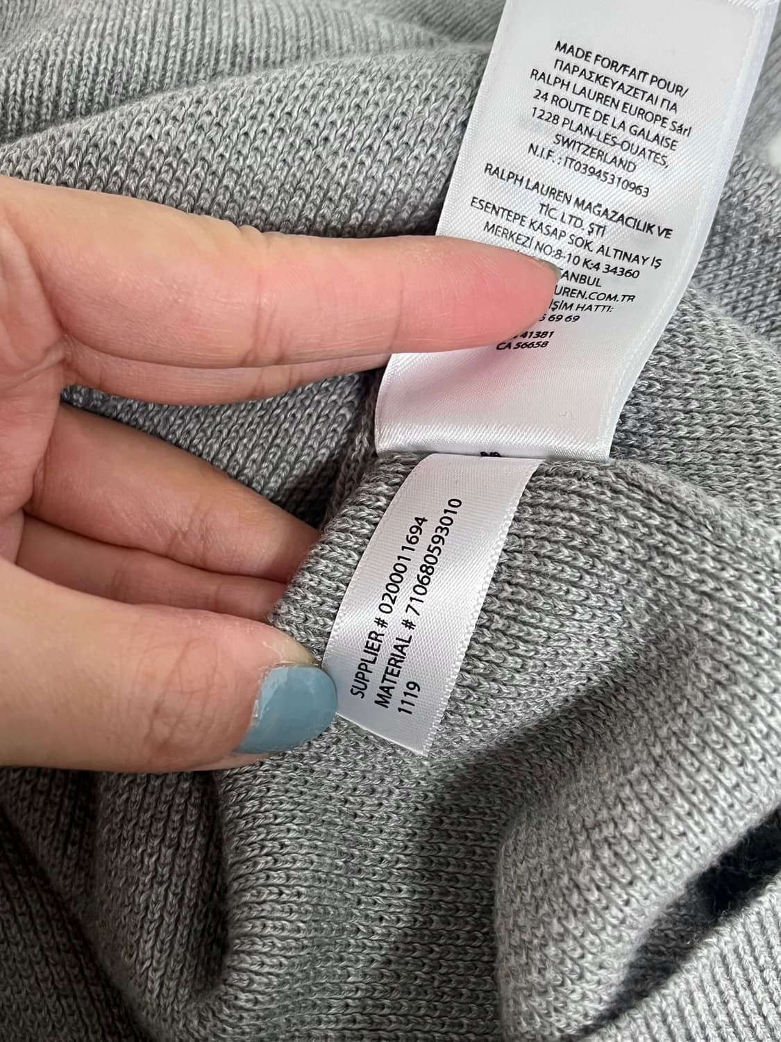 L) 폴로 랄프로렌 피마코튼 니트 맨투맨 그레이 상품이미지6