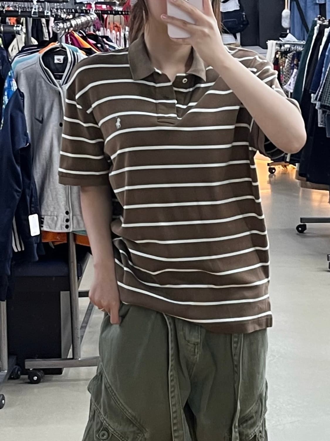 폴로 브라운 스트라이프 pk 티 상품이미지1