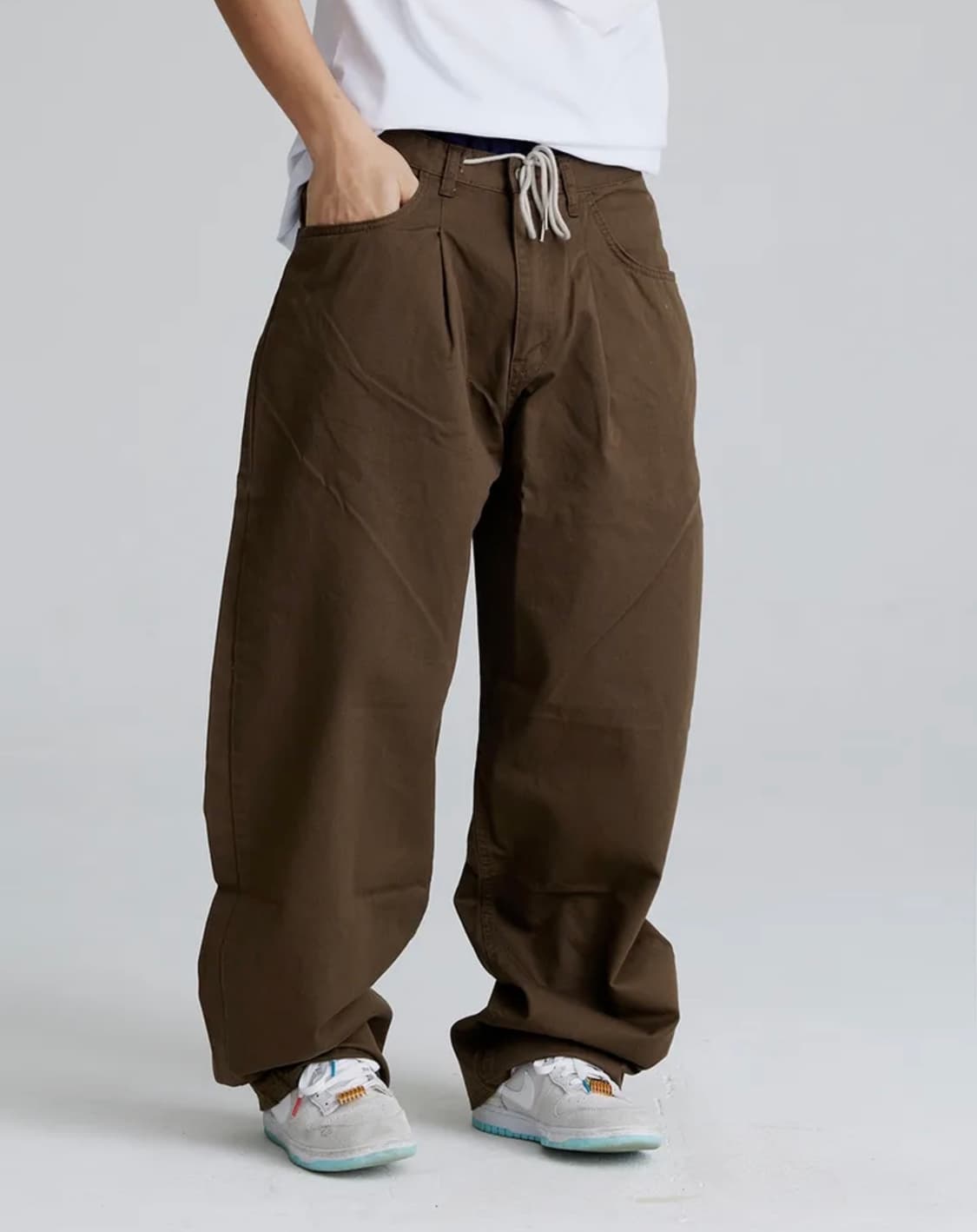 비에스래빗 미드90 배기 코튼 팬츠 다크 카키 상품이미지1