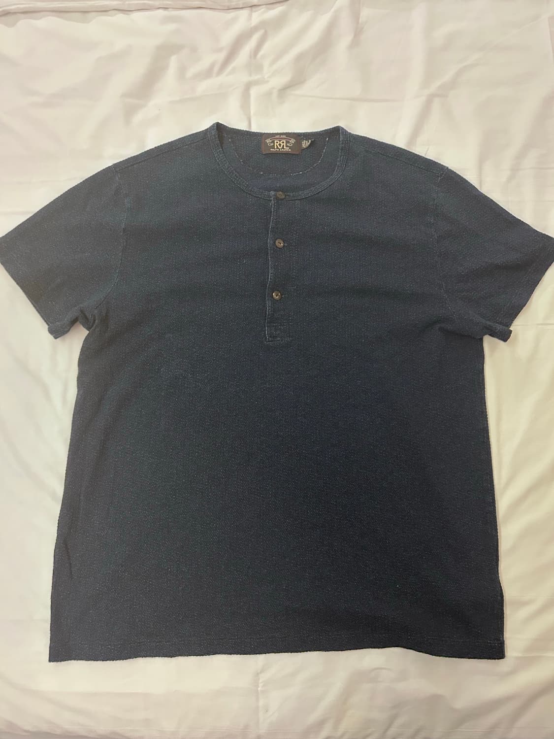 RRL 인디고 와플 헨리넥 반팔 XL 상품이미지1
