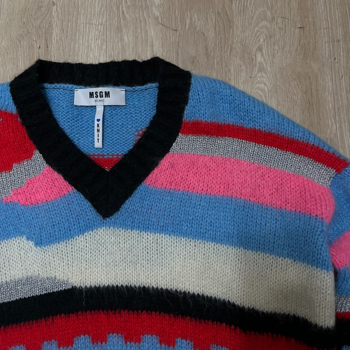 MSGM 멀티컬러 스트라이프 브이넥 니트 스웨터 S 상품이미지3