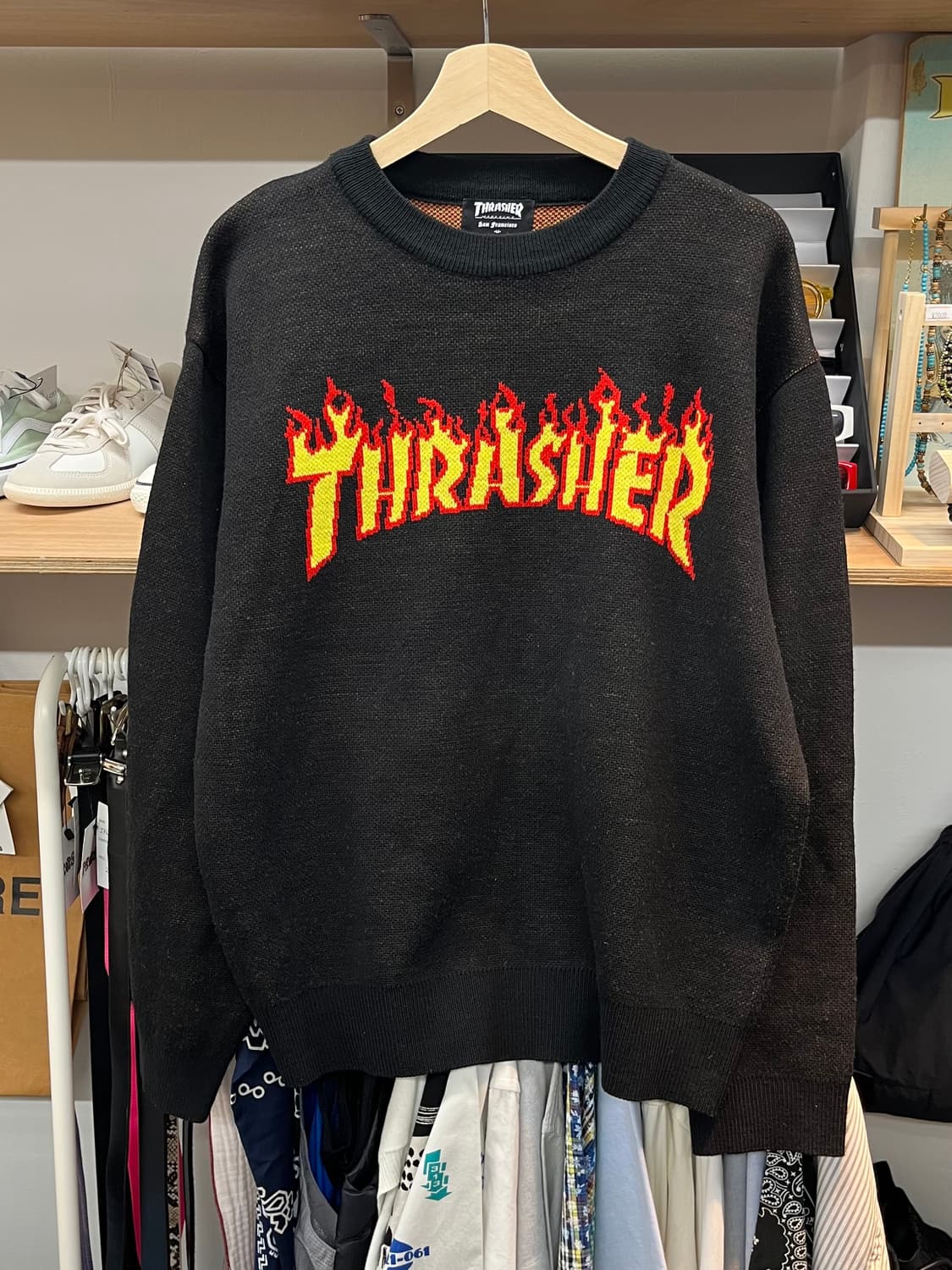 [100] 트레셔 thrasher 불꽃로고 니트 상품이미지1