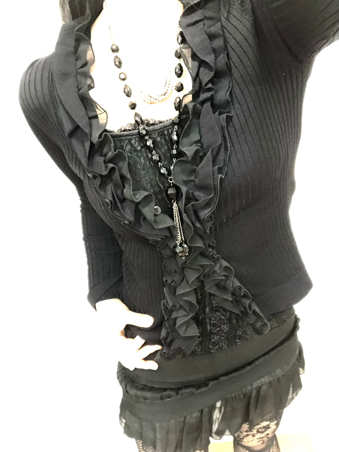 black lace detail classic mini skirt 상품이미지4