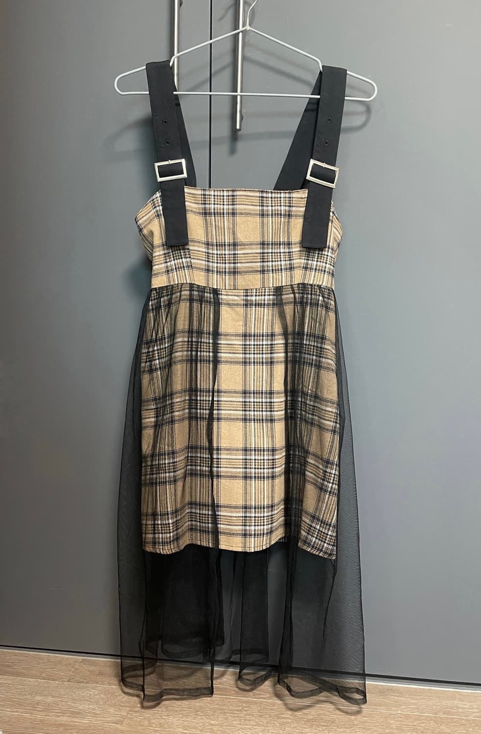 체크 베일 원피스 상품이미지2