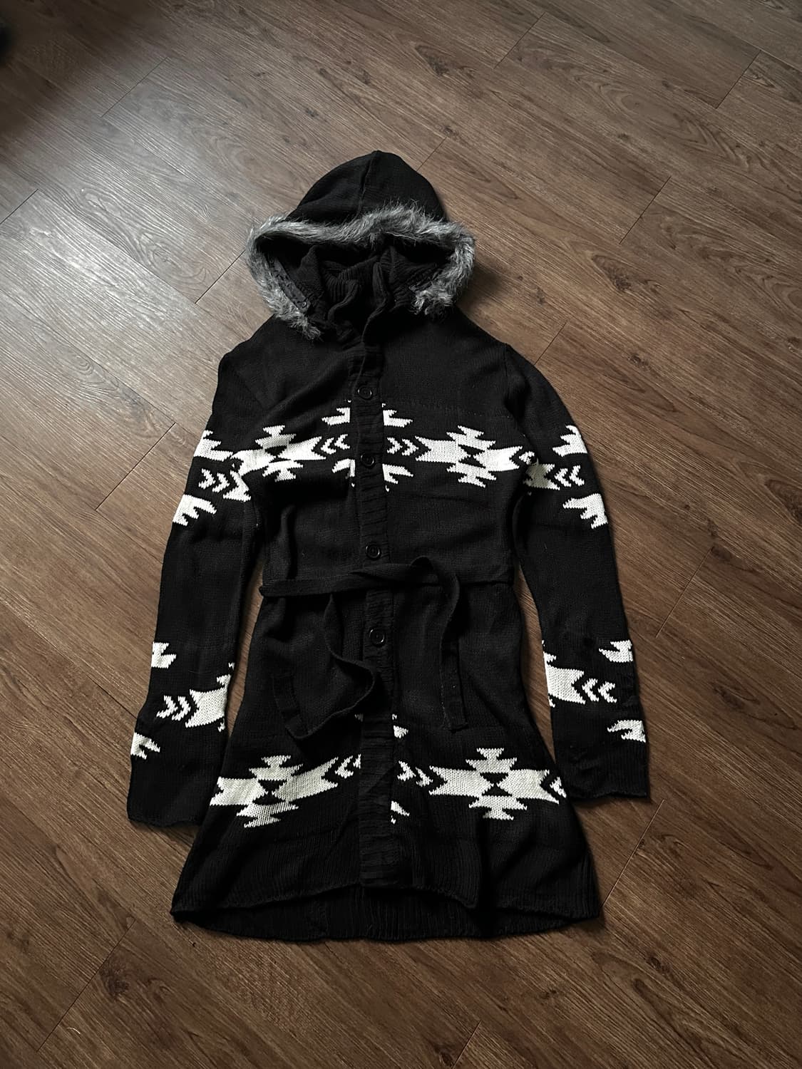 Sterny 퍼 후디 아즈텍 롱 카디건 상품이미지8