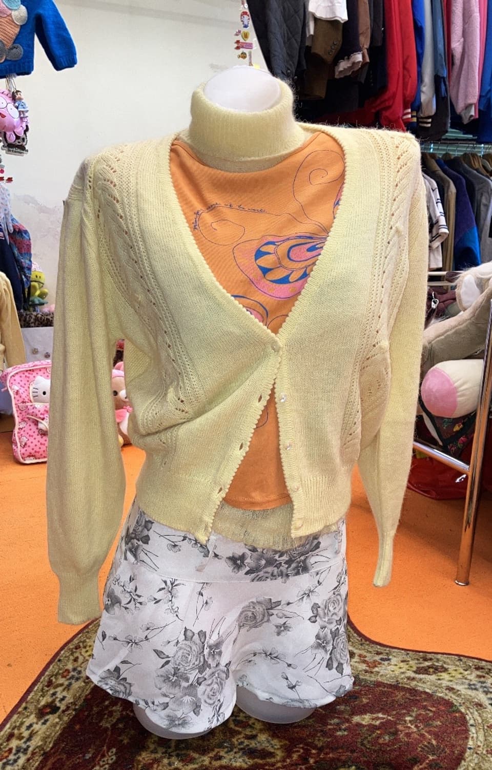 jpn 베이비 옐로우 아크릴 가디건 상품이미지1