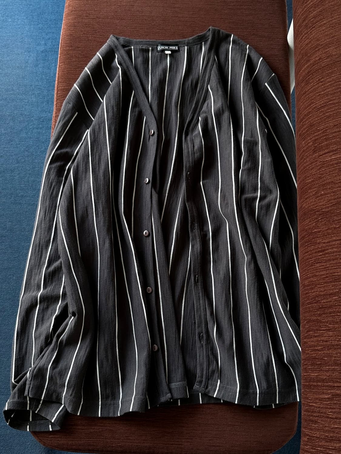 Cotton loose stripe cardigan 상품이미지1