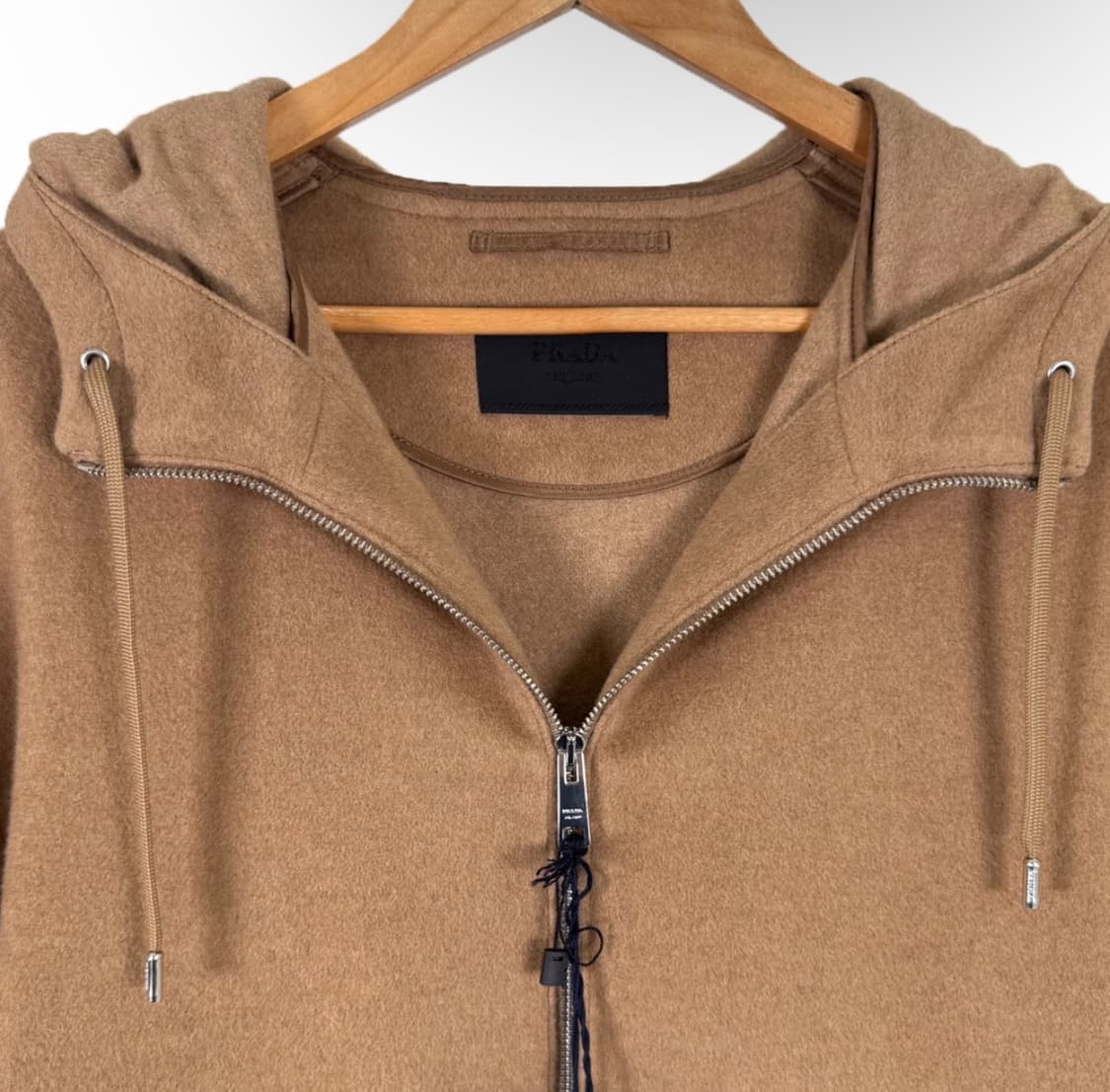 [S] 프라다 남성 카멜 울 헤어 후드 집업 블루종 자켓 카멜 브라운 상품이미지4