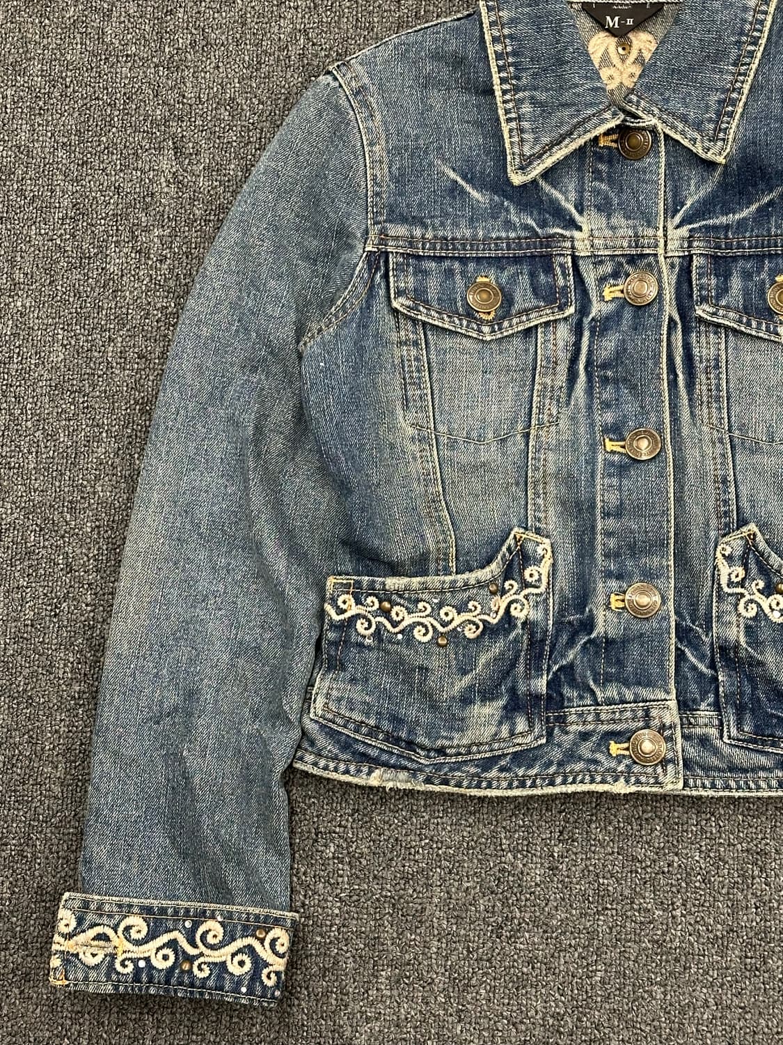 M)Japanese vintage 여성 자수 디테일 데님 트러커 자켓 상품이미지2