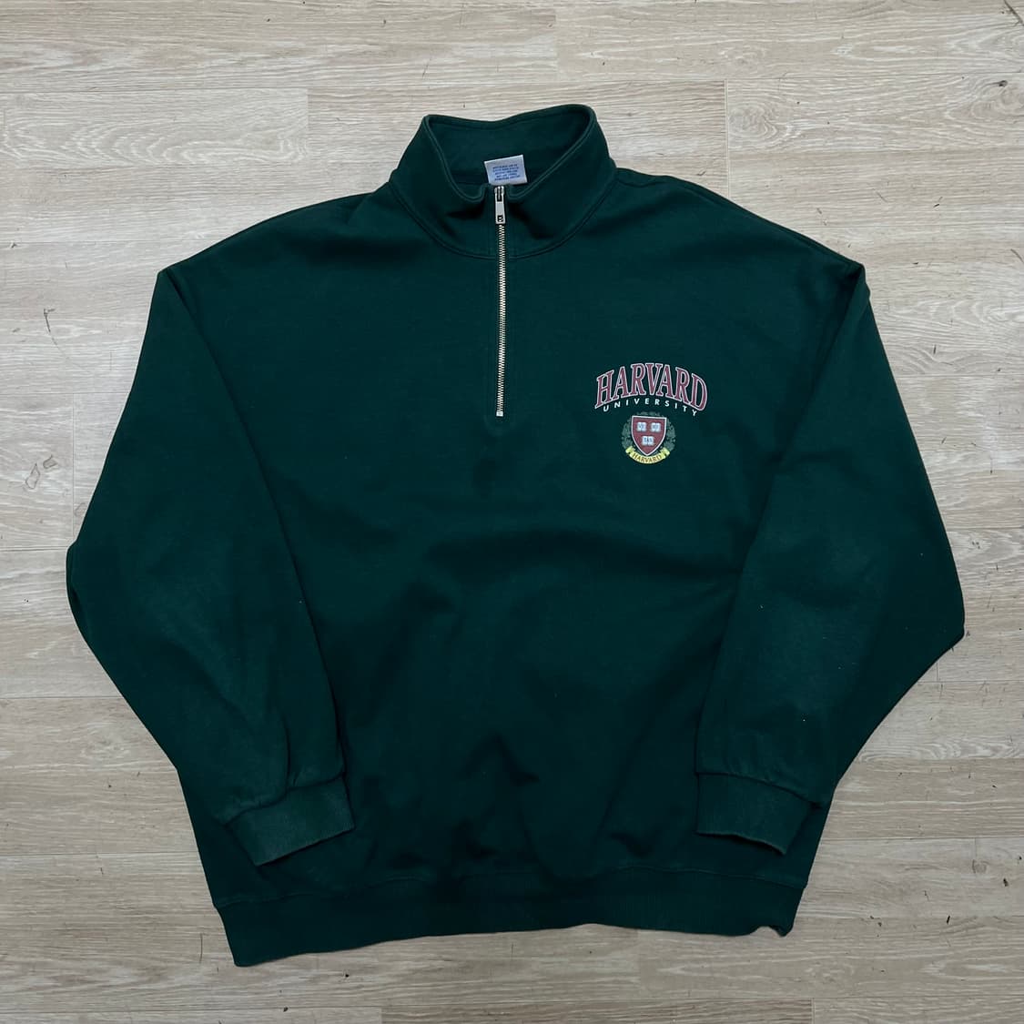하버드 유니버시티 프린팅 반집업 맨투맨 스웨트셔츠 [그린] 2XL/110 상품이미지1