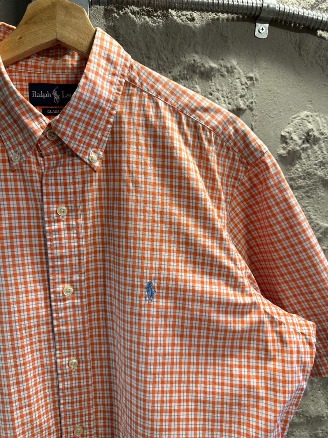 M 폴로랄프로렌 POLO 클래식핏 체크 반팔 셔츠 오렌지 상품이미지3