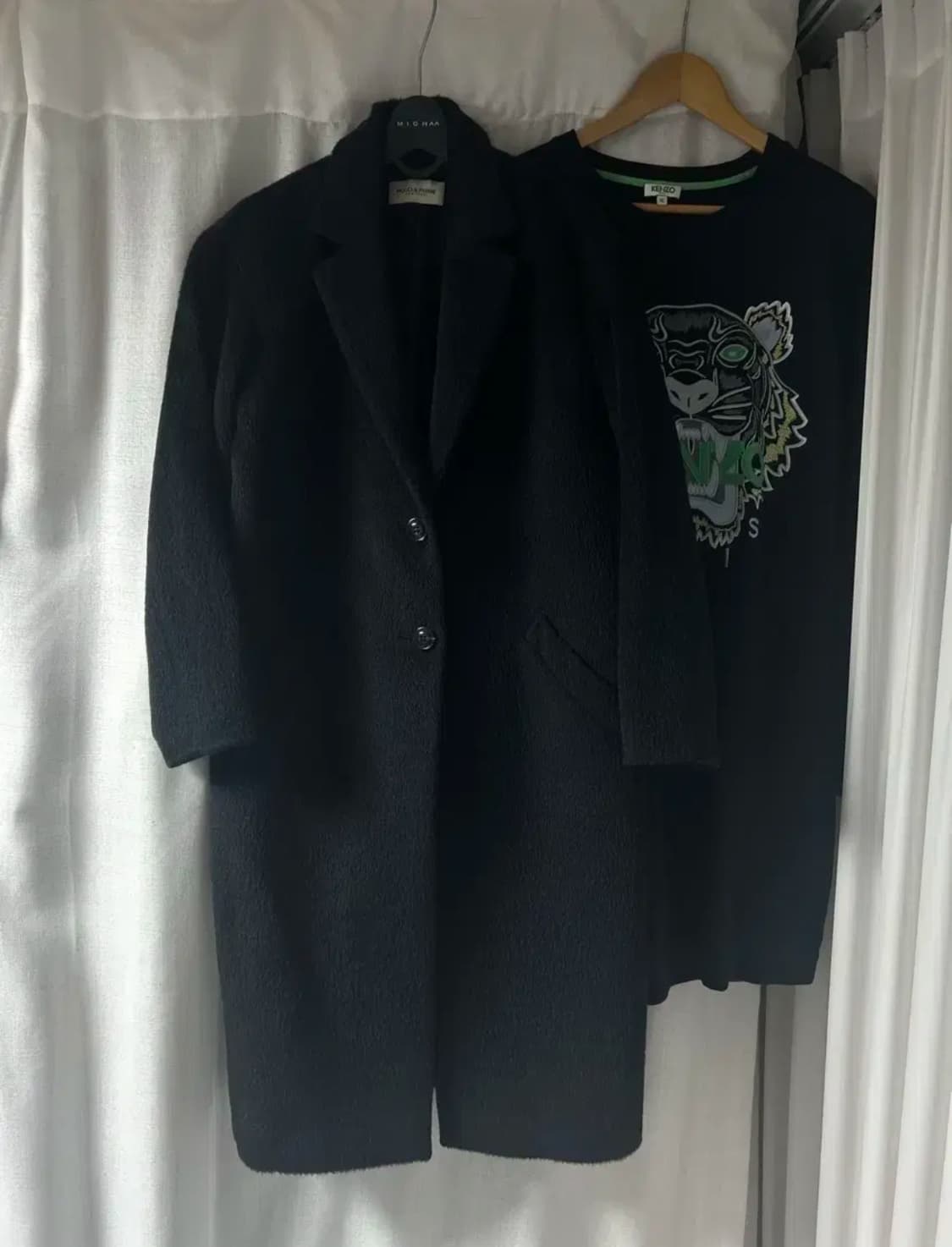 [모조에스핀] 알파카 루즈핏 블랙 롱코트 상품이미지1