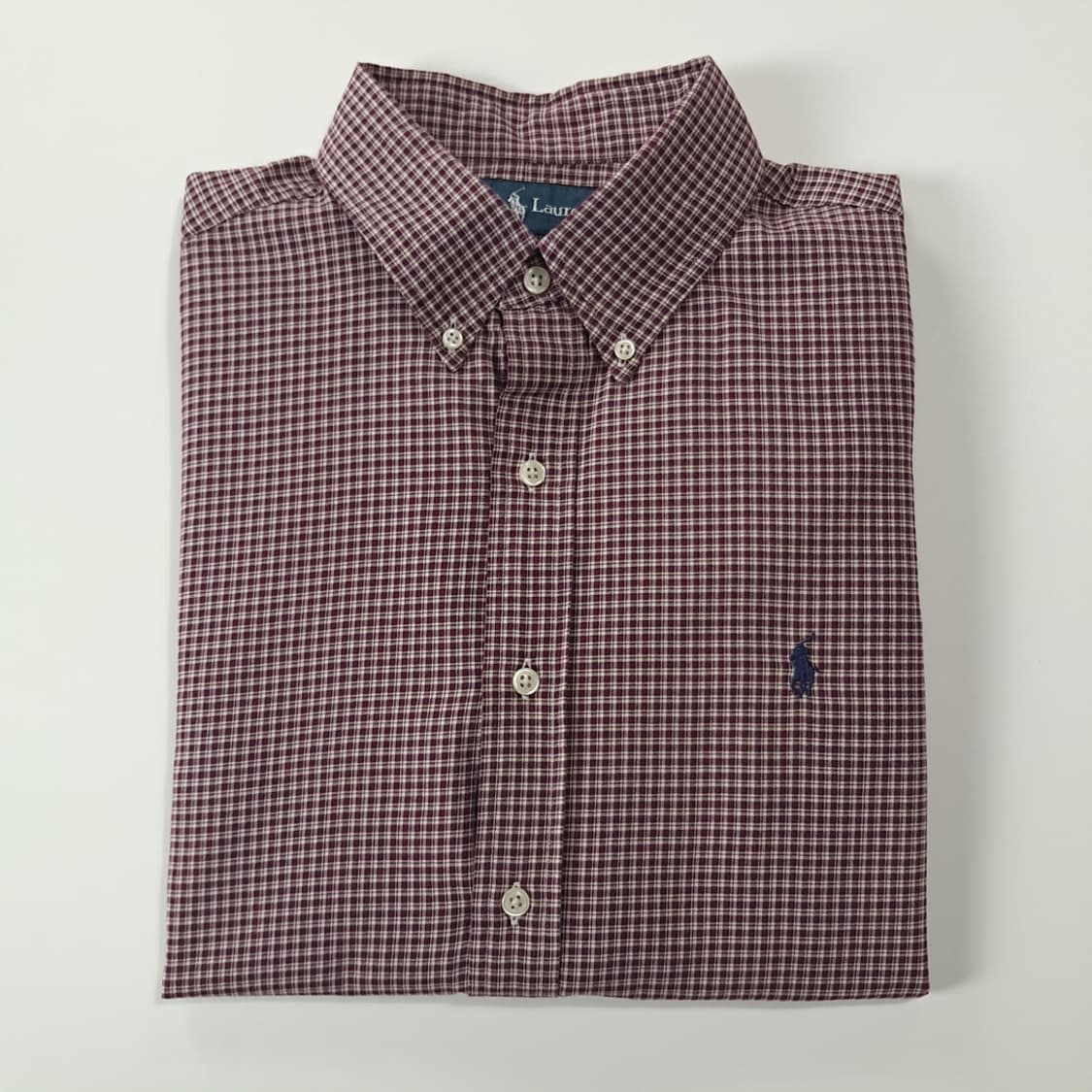 CK287 XL 폴로 90s 버건디 마이크로 타탄 체크 셔츠 남방 상품이미지7