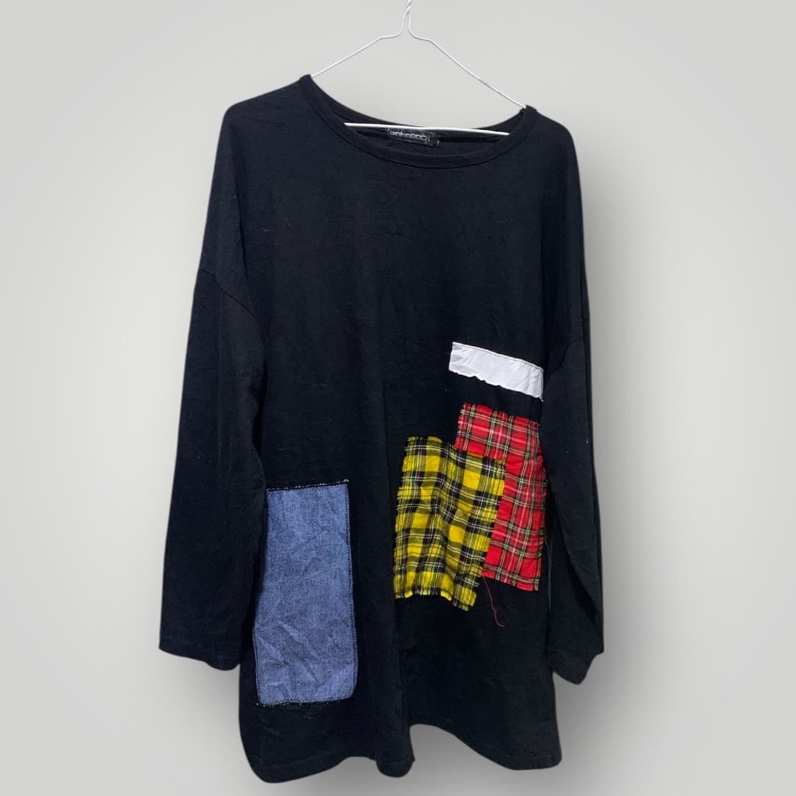 패치워크 긴팔 롱 티셔츠  상품이미지1