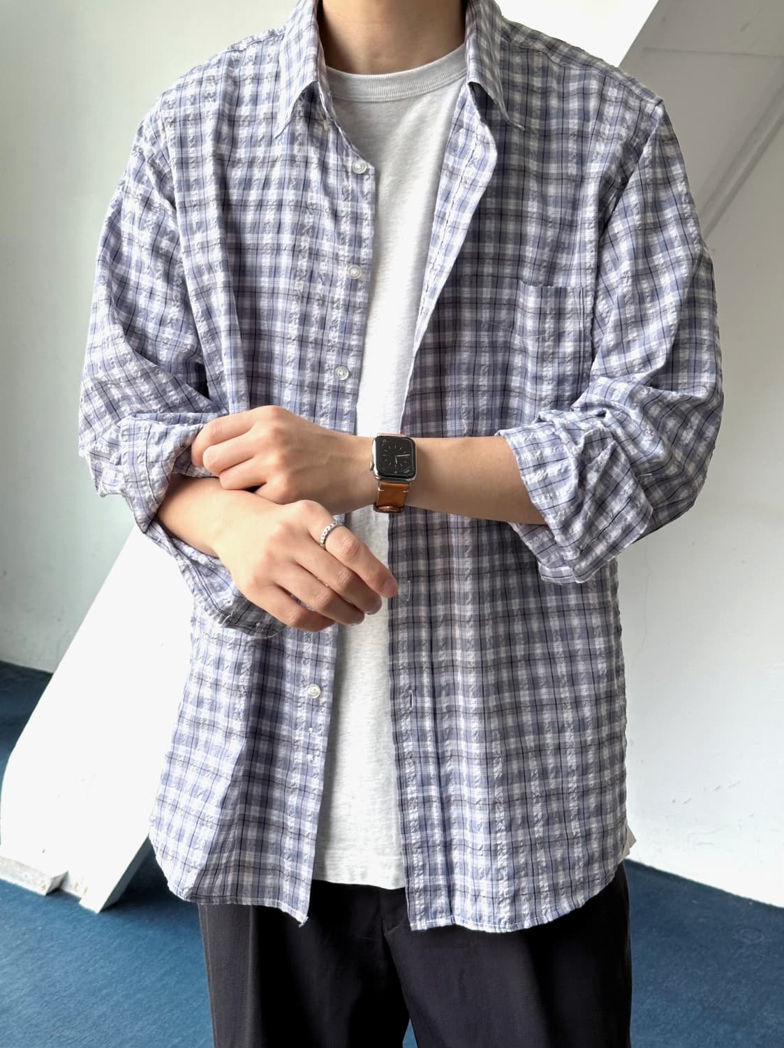 Volume fabric check design shirt 상품이미지2