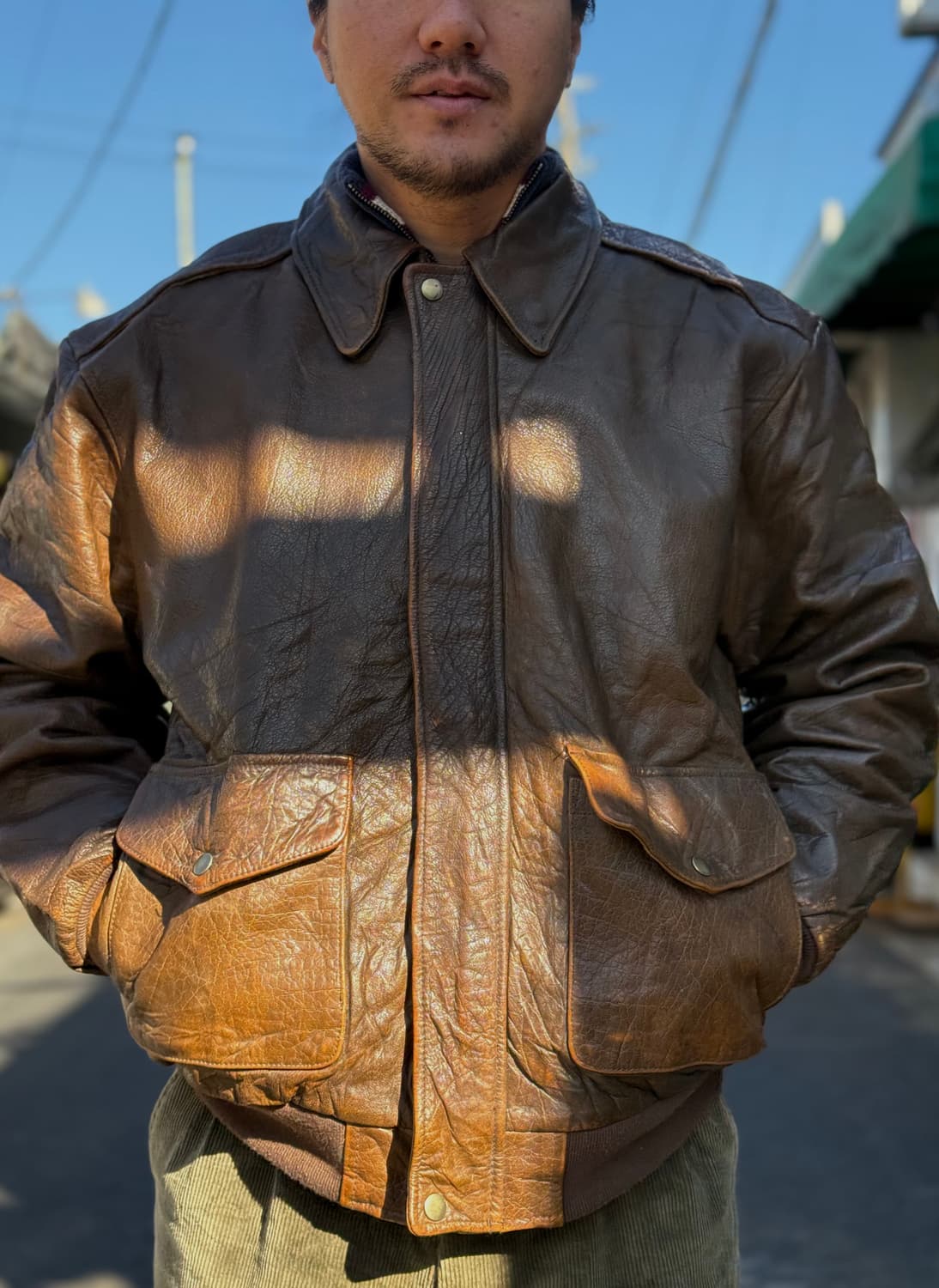 아메리칸 하이드& 레더 레더 봄버 자켓 XL 상품이미지7