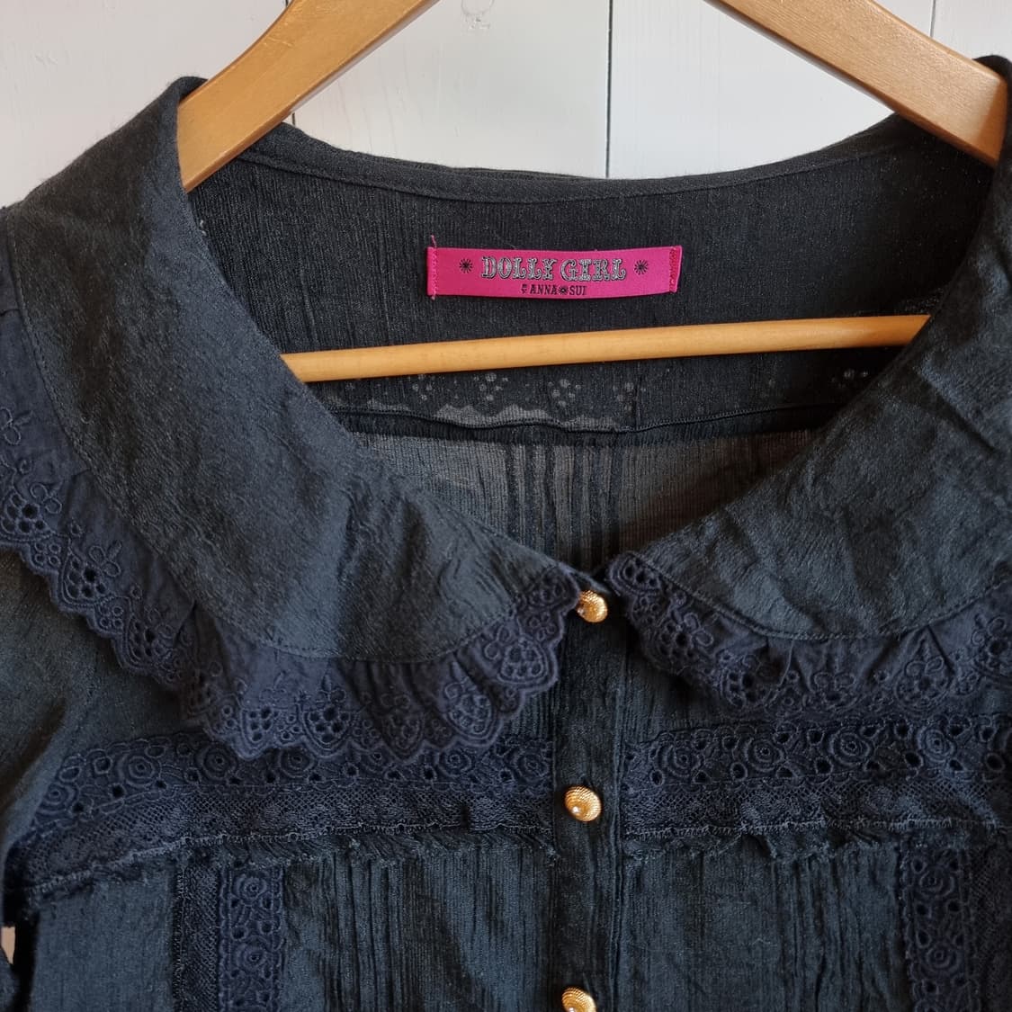 홀리걸 레이스 카라 블라우스 블랙 상품이미지2