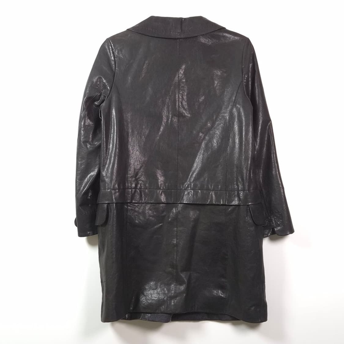 빈티지 블랙 레더 하프 코트 66 상품이미지2