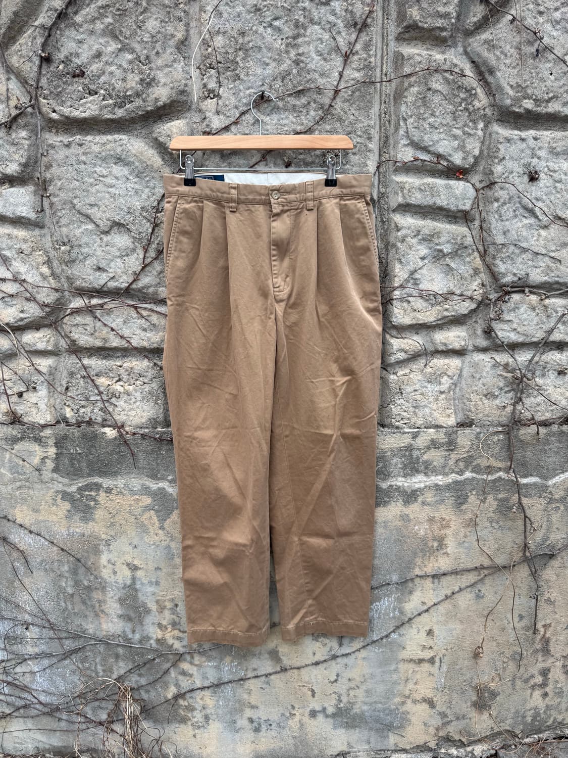 폴로 랄프로렌 빈티지 리버스 플리츠 치노 팬츠 브라운 32 상품이미지1