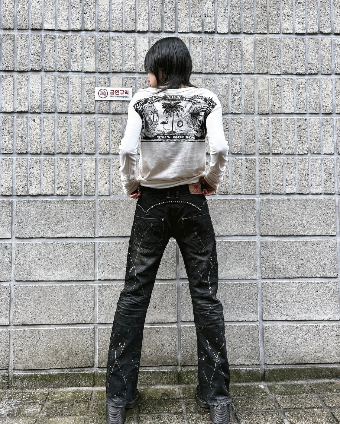 LAGUST 락시크 스터드 페인팅 데님팬츠 상품이미지6