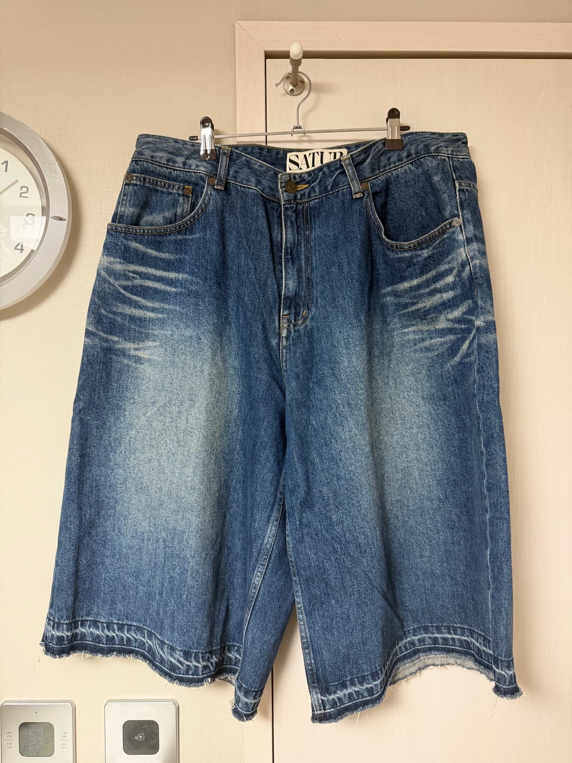 새터 가봉 데님 버뮤다 팬츠 인디고 블루 XL 상품이미지2