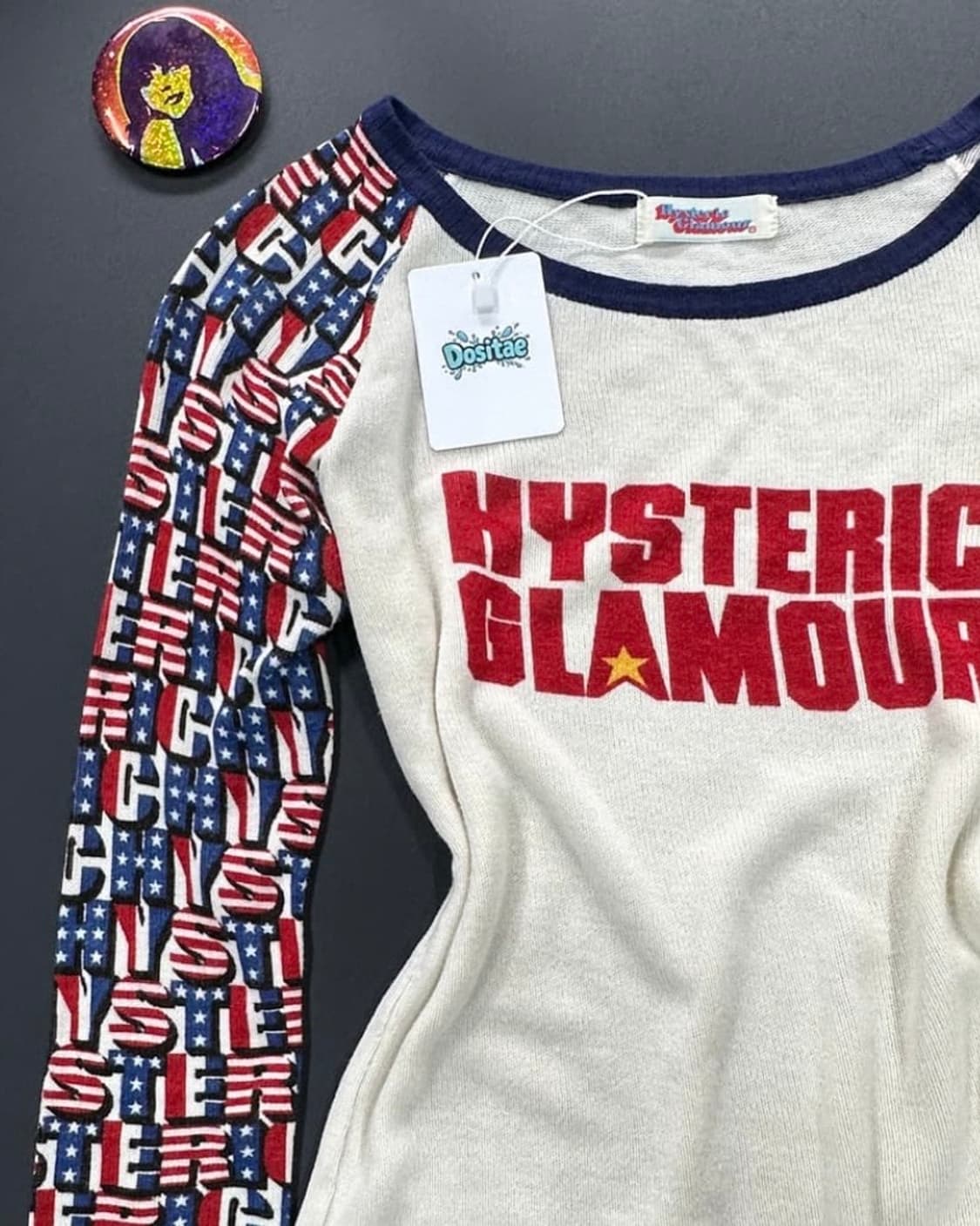 히스테릭글래머 레터링 스타 성조기 니트 롱슬리브 긴팔티 상품이미지2