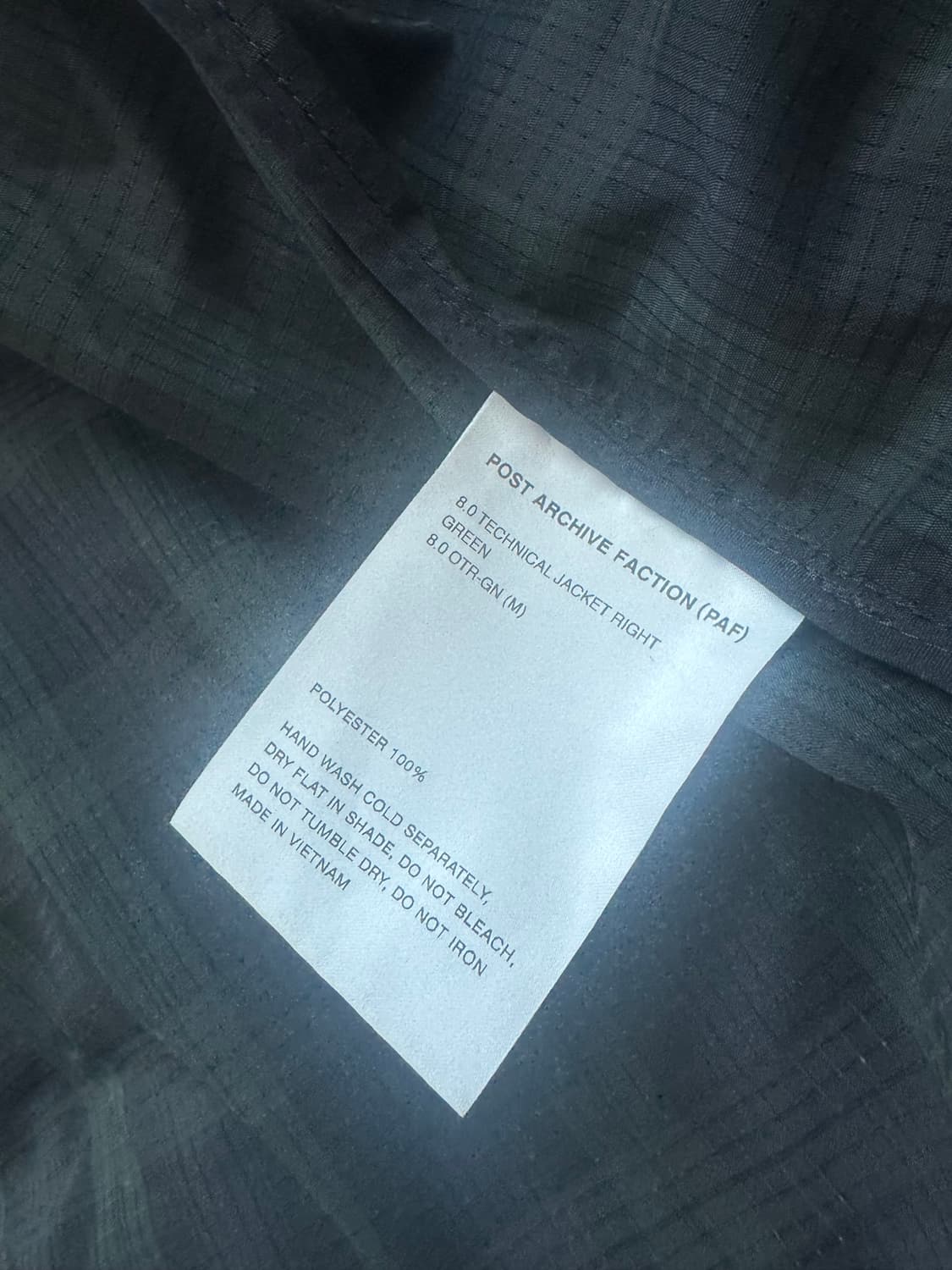 [M] 포스트아카이브펙션 파프 paf 8.0 테크니컬 자켓 라이트 그린 상품이미지2