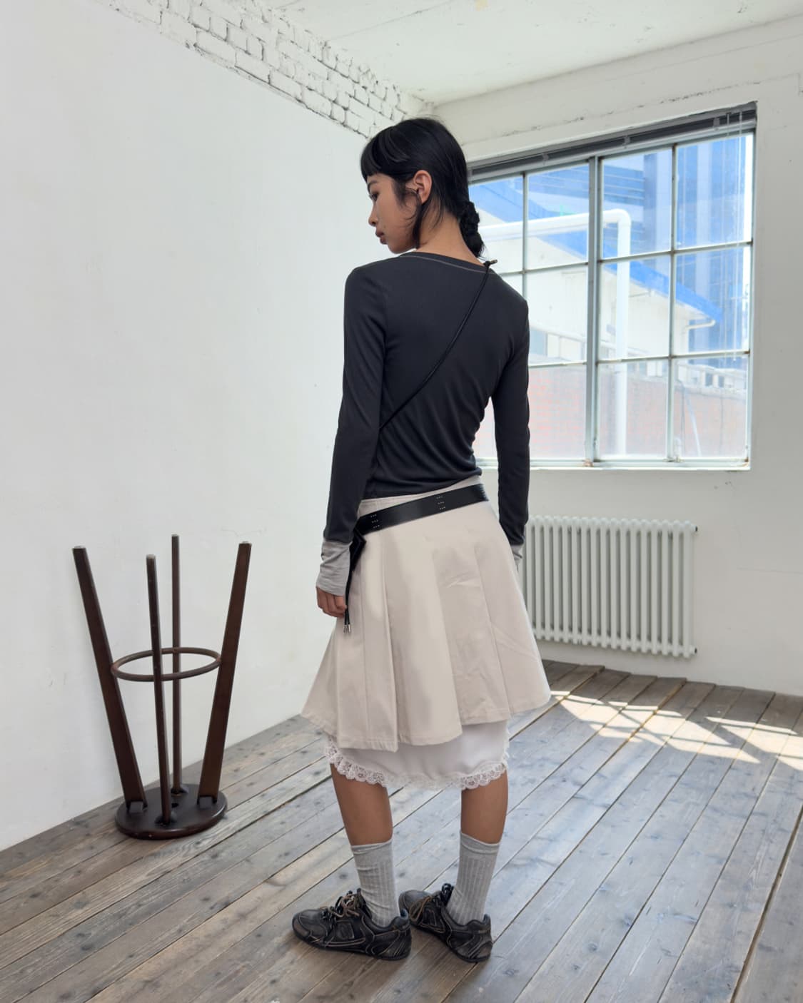 포르테나 스냅 랩 플리츠 스커트 (새상품) 상품이미지5