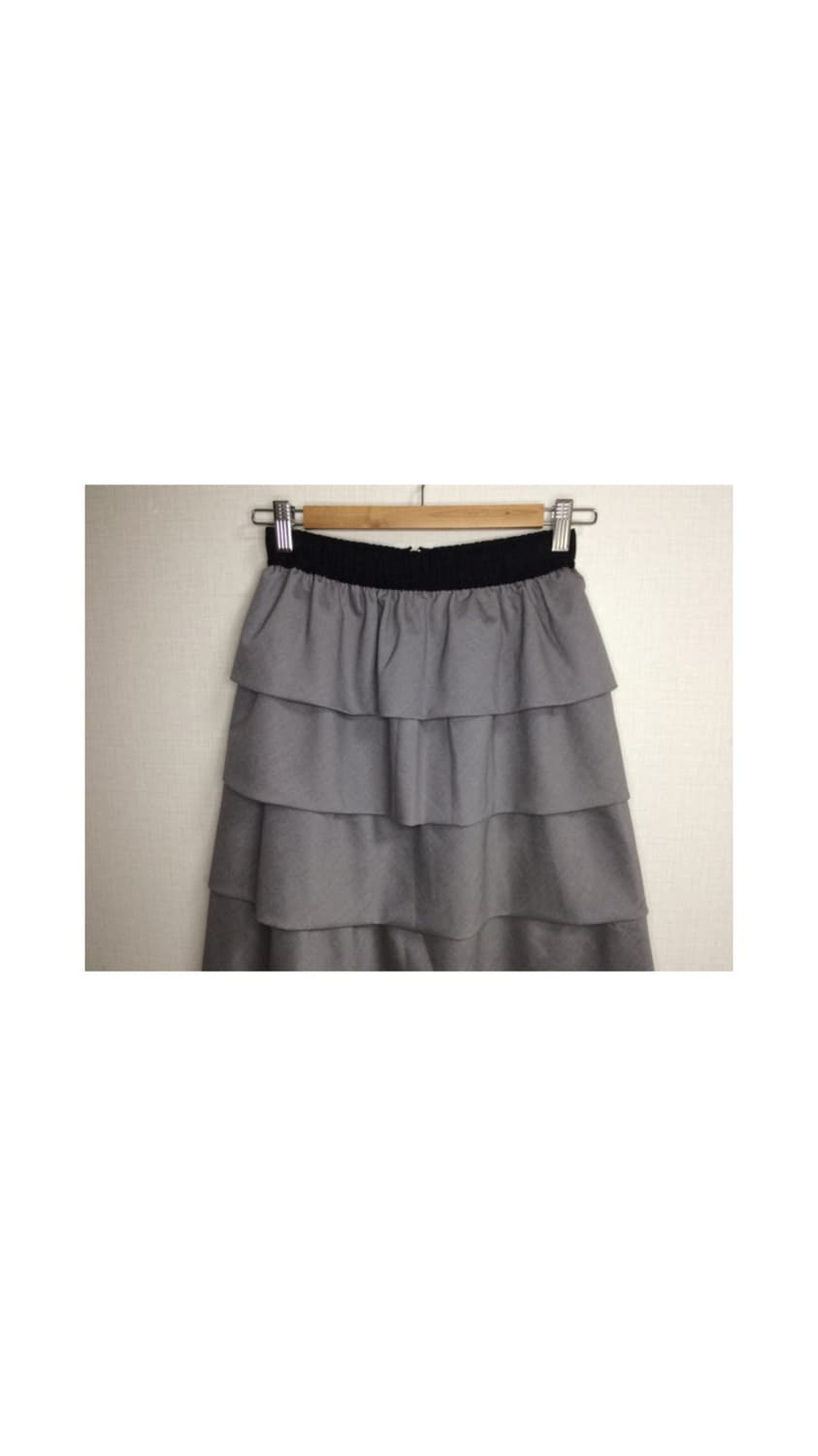 빈티지 그레이 프릴 밴딩 미디스커트 상품이미지2