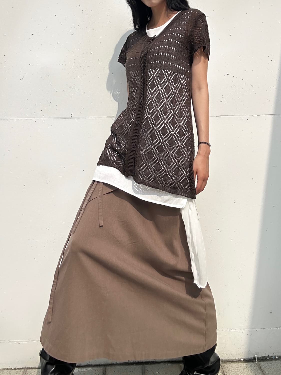 2 strap fruid skirt / brown 상품이미지2
