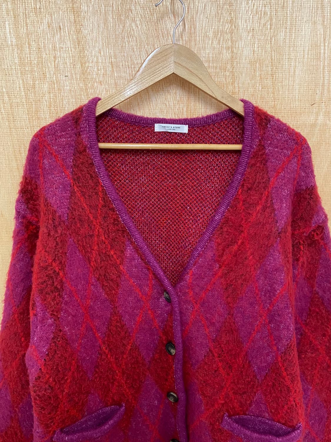 FREAK'S STORE argyle cardigan 헤어리 니트 가디건 상품이미지6