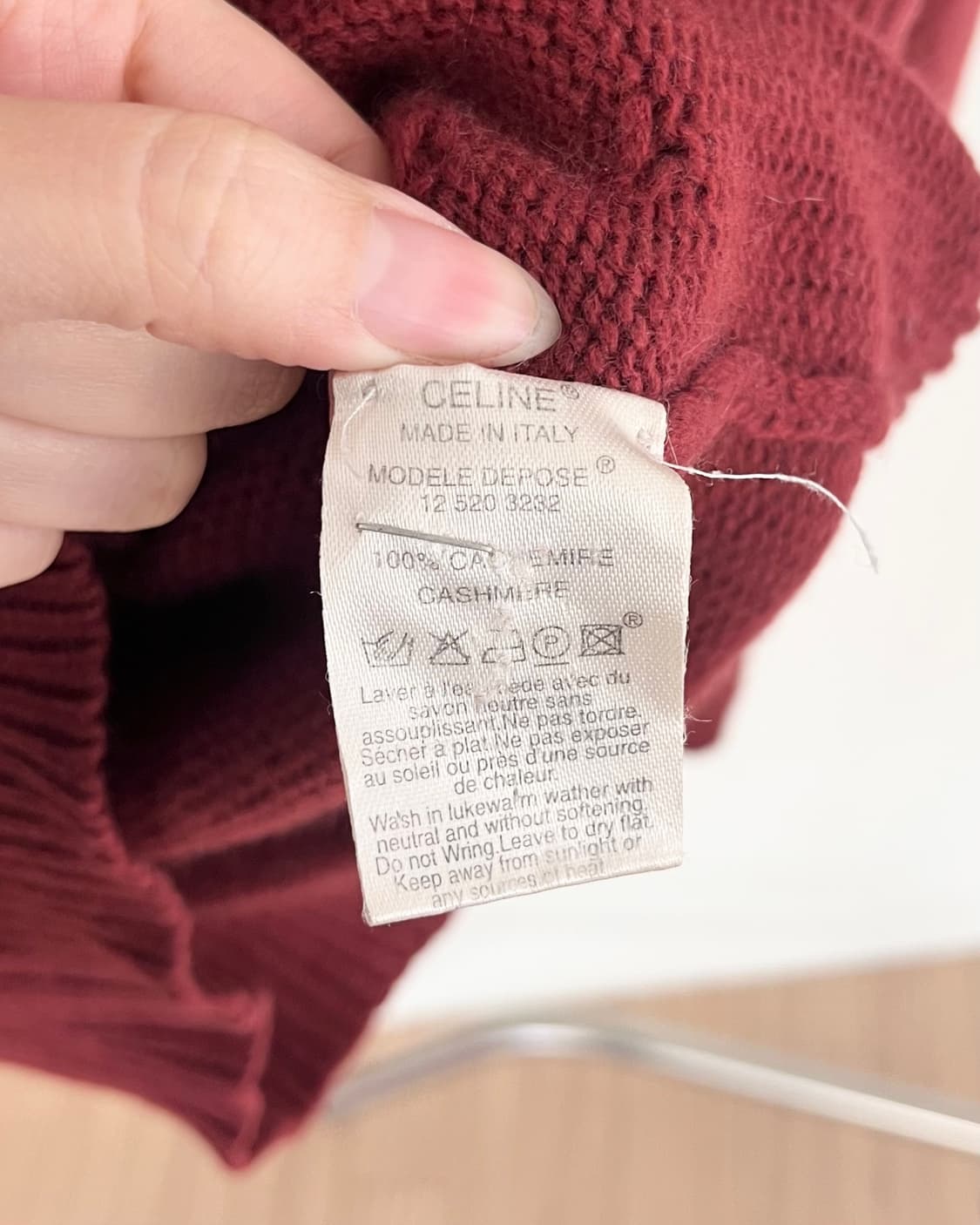 셀린느 버건디 캐시미어 브이넥 가디건 상품이미지8