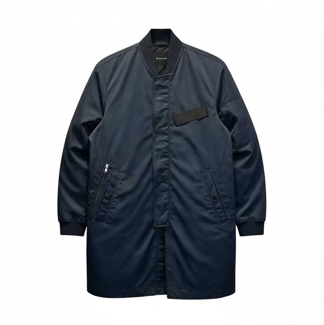 타임 MA-1 롱 봄버 항공점퍼 노카라 소매 지퍼 디테일 네이비 상품이미지1