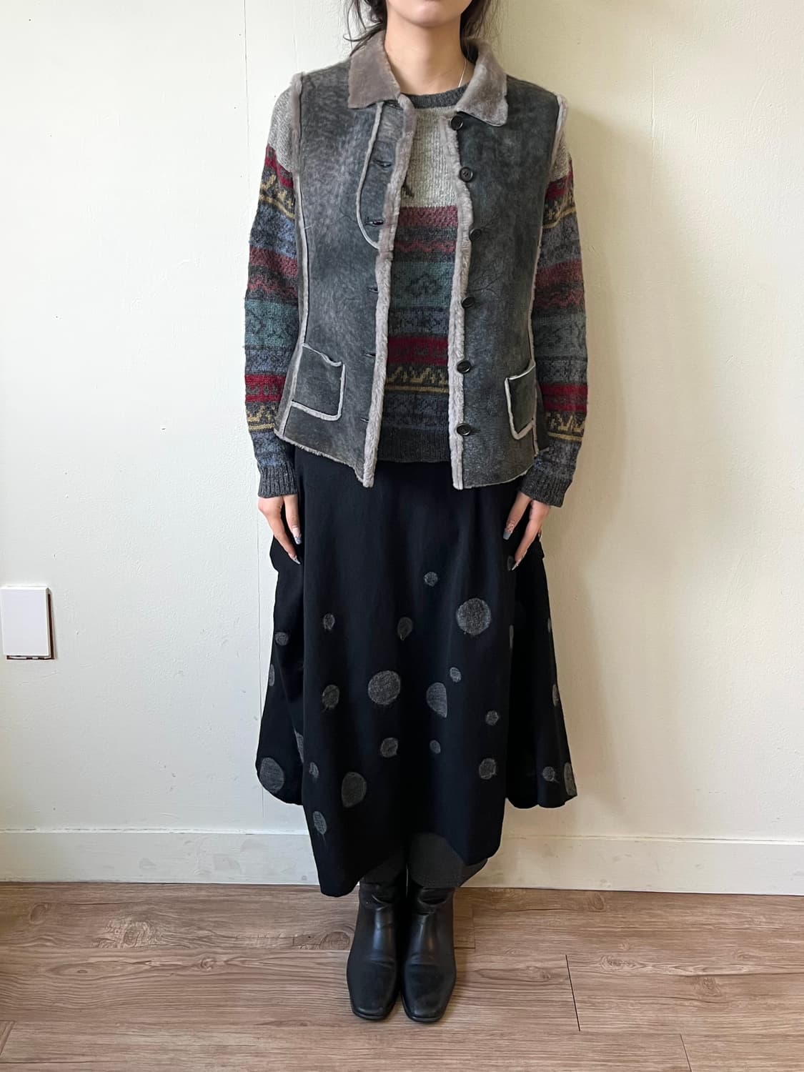 ville d’azur 스웨이드 퍼 베스트 상품이미지8