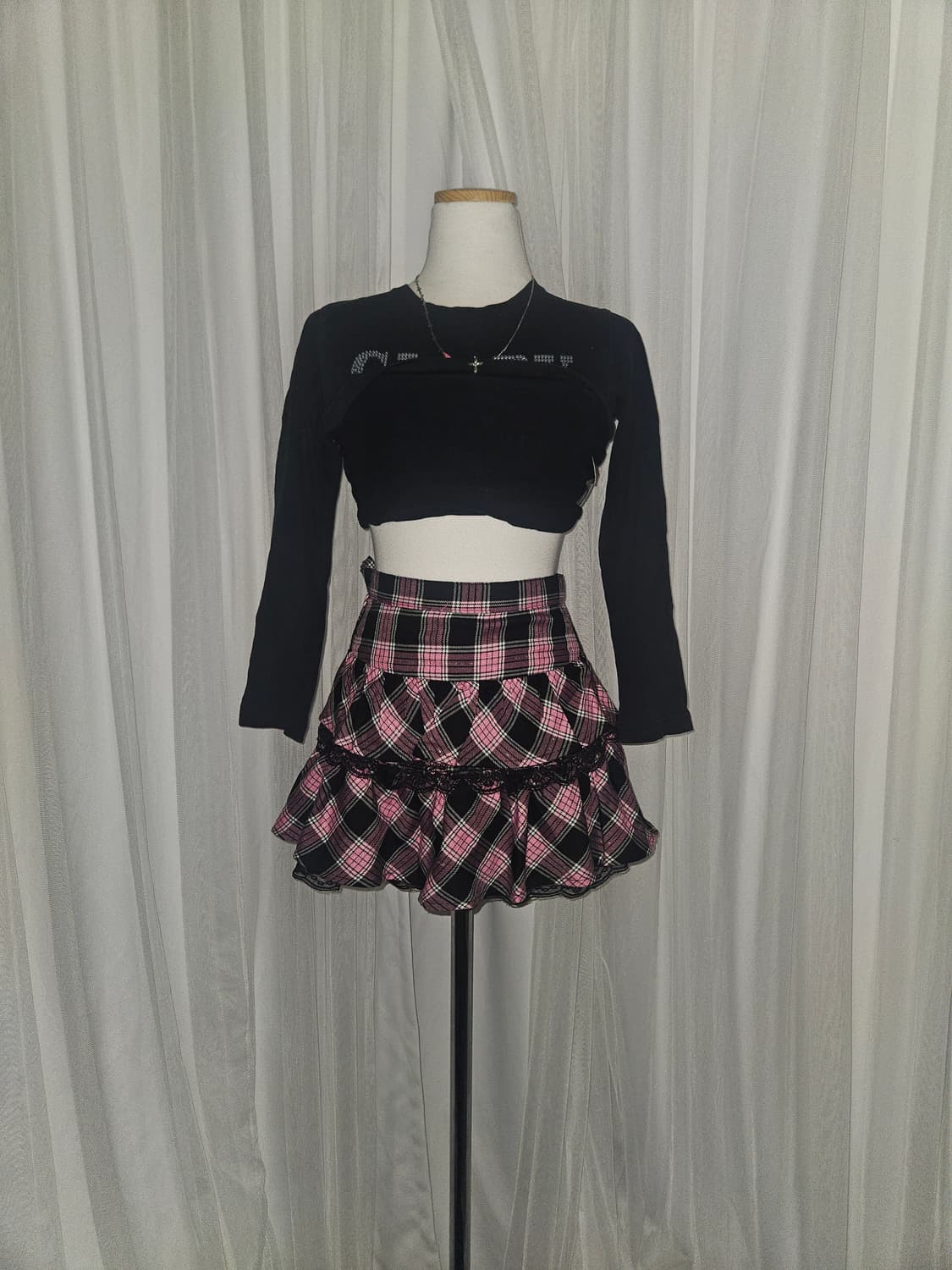 my classics 캐캐체 y2k 슈슈룬 핑크 체크 스커트 상품이미지3