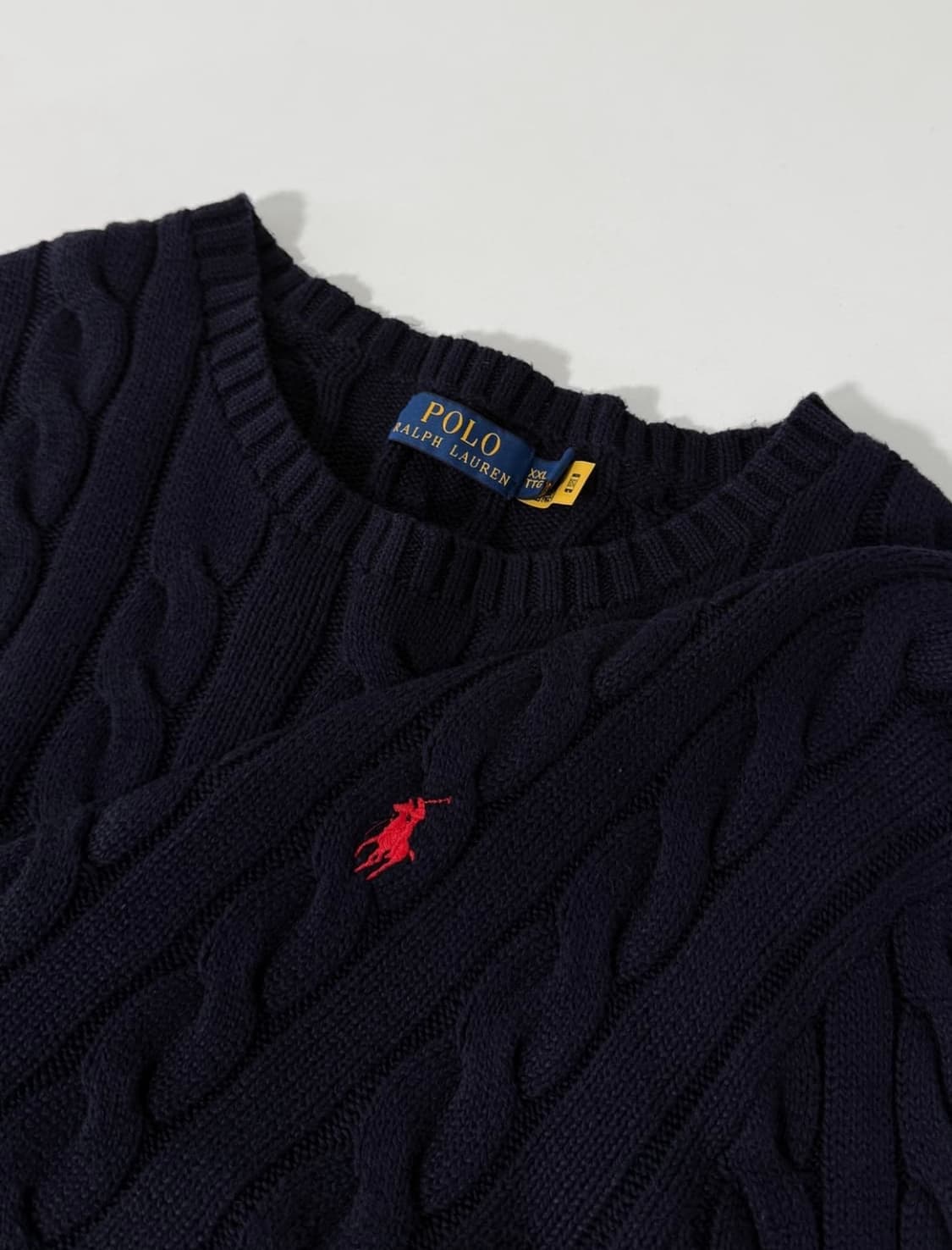 폴로 랄프로렌 신형qr라벨 딥네이비 코튼 케이블 니트 상품이미지3