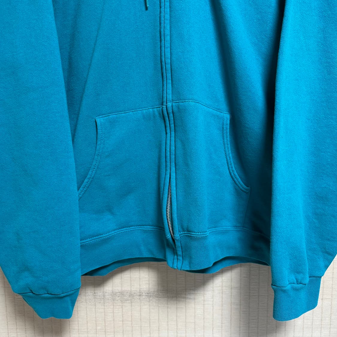 90s 빈티지 에메랄드 블루 후드 집업 L사이즈 상품이미지4