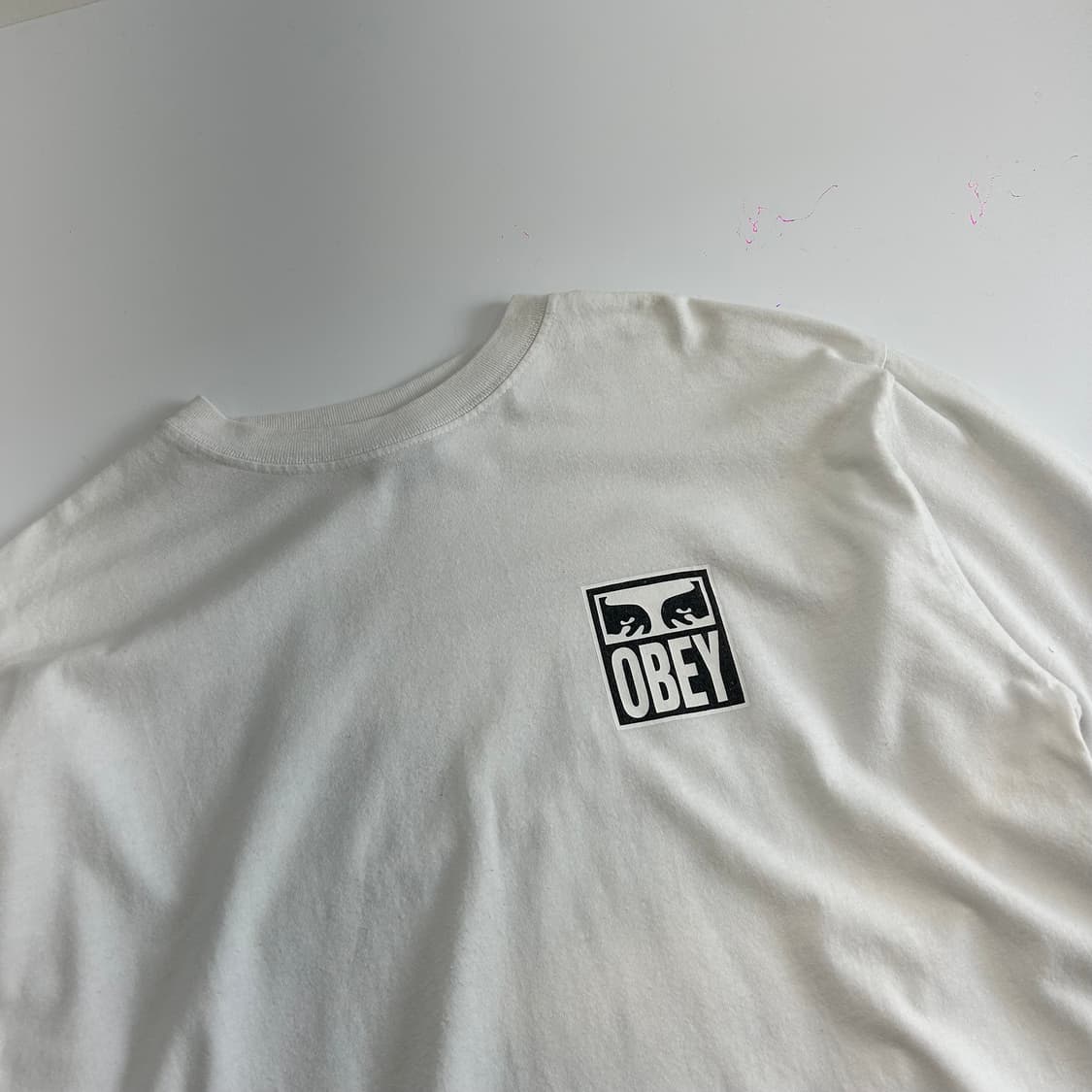 Obey 오베이 백 빅 로고 화이트 롱슬리브 상품이미지4