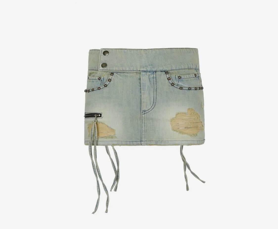 비엔프롬 워시드 스터드 로우 웨스트 스커트 상품이미지3