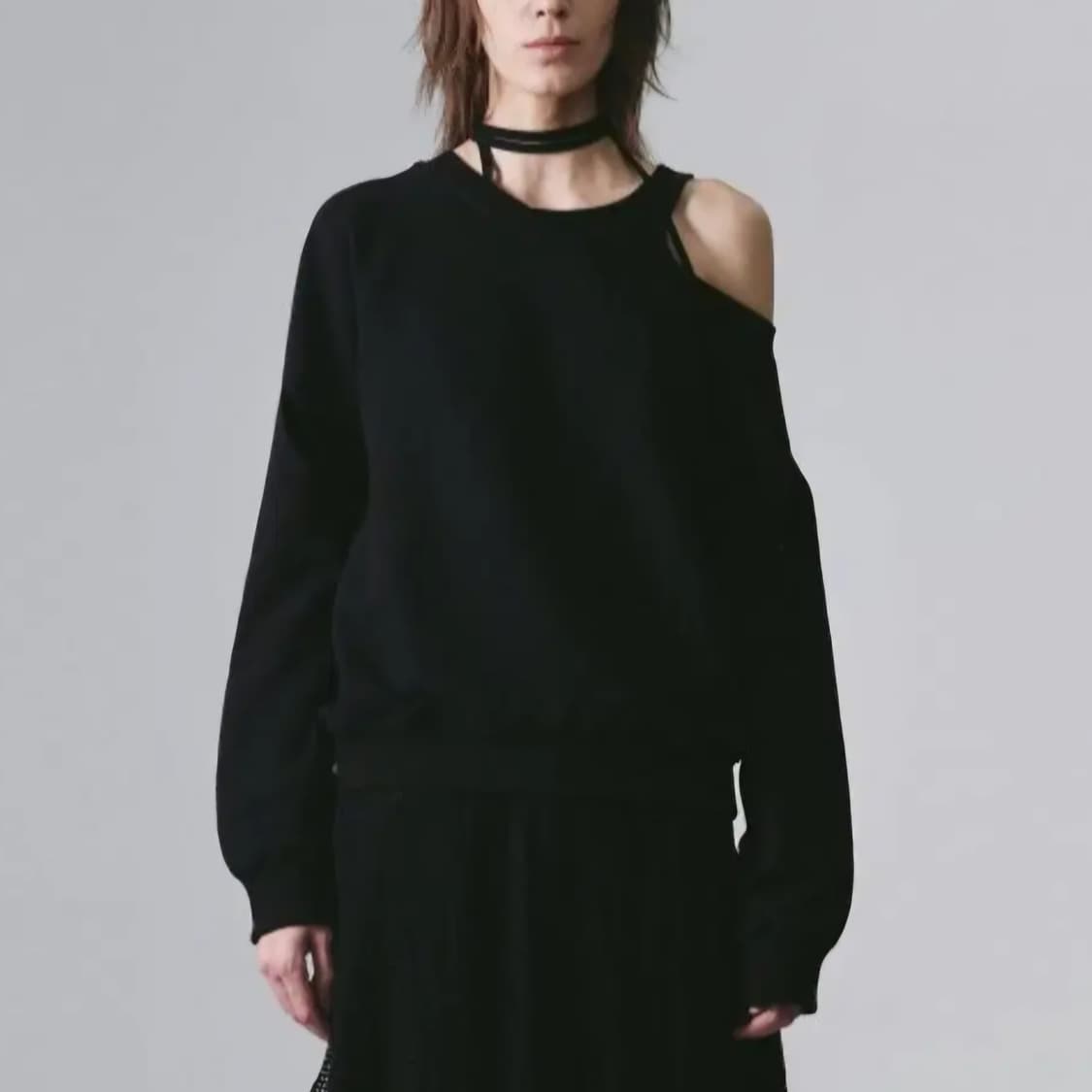 나체 슬릿 코튼 맨투맨 /여성 맨투맨/여자 맨투맨  상품이미지1