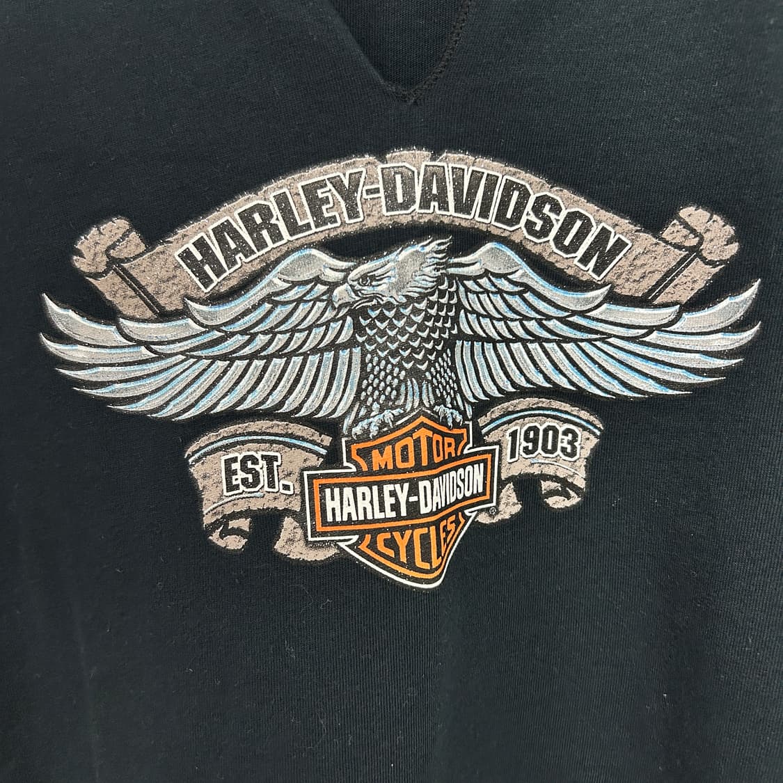 할리 데이비슨 빈티지 그래픽 크롭 티셔츠 네이비 상품이미지4