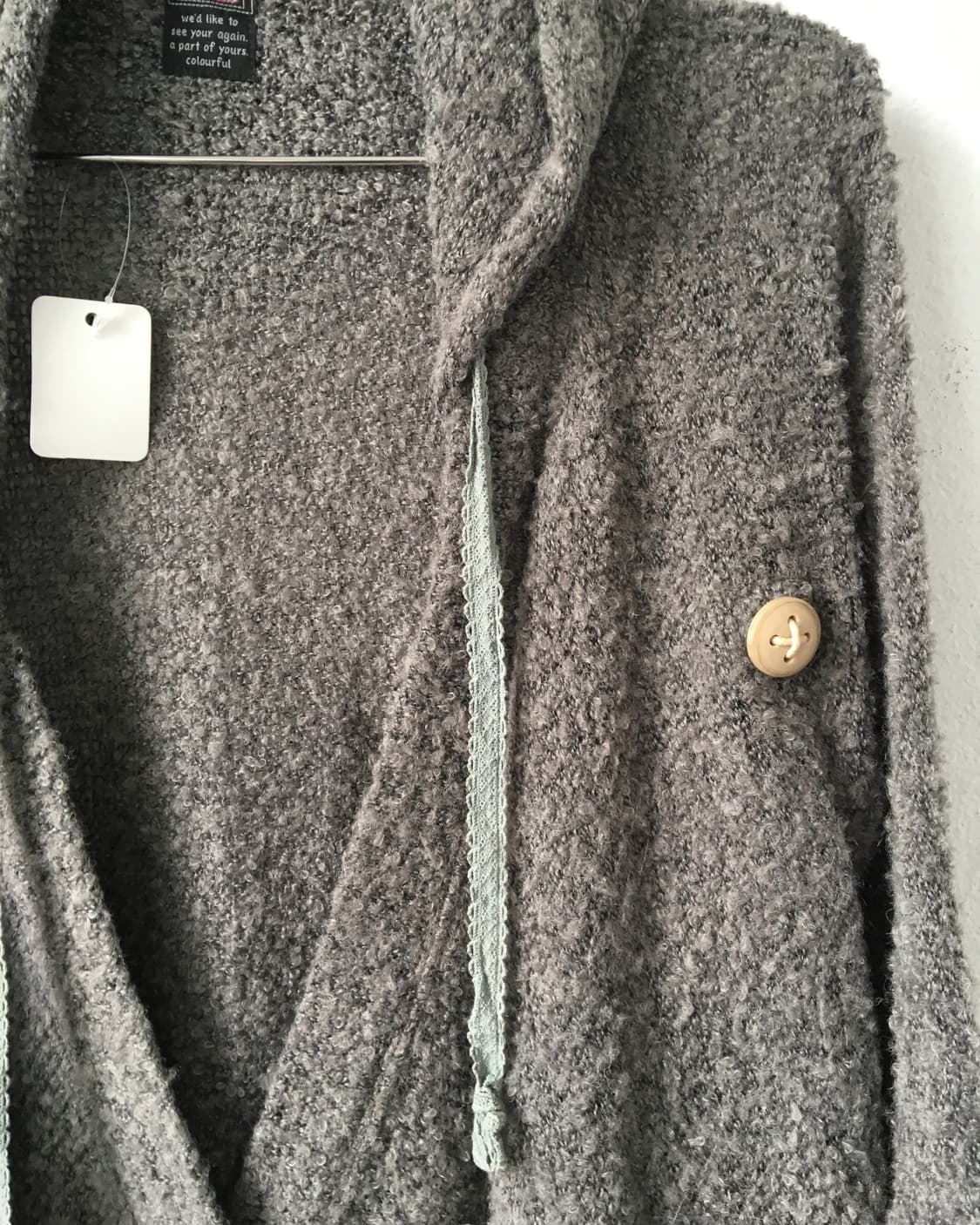 Fringe point hood knit cape cardigan 상품이미지6