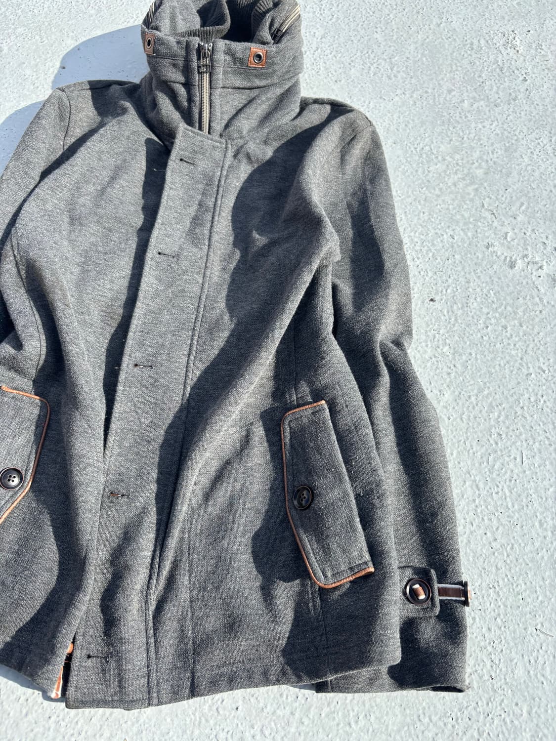 Y2K Bono-Hoodie Minimal Design Grey Zip  상품이미지5