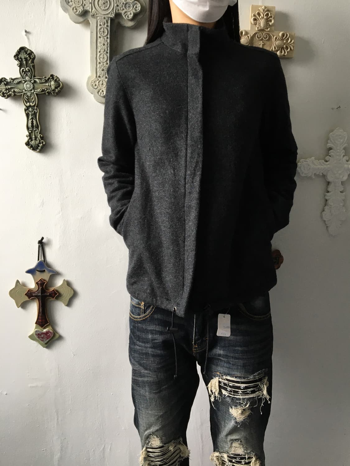 Woolen high neck coat 상품이미지7