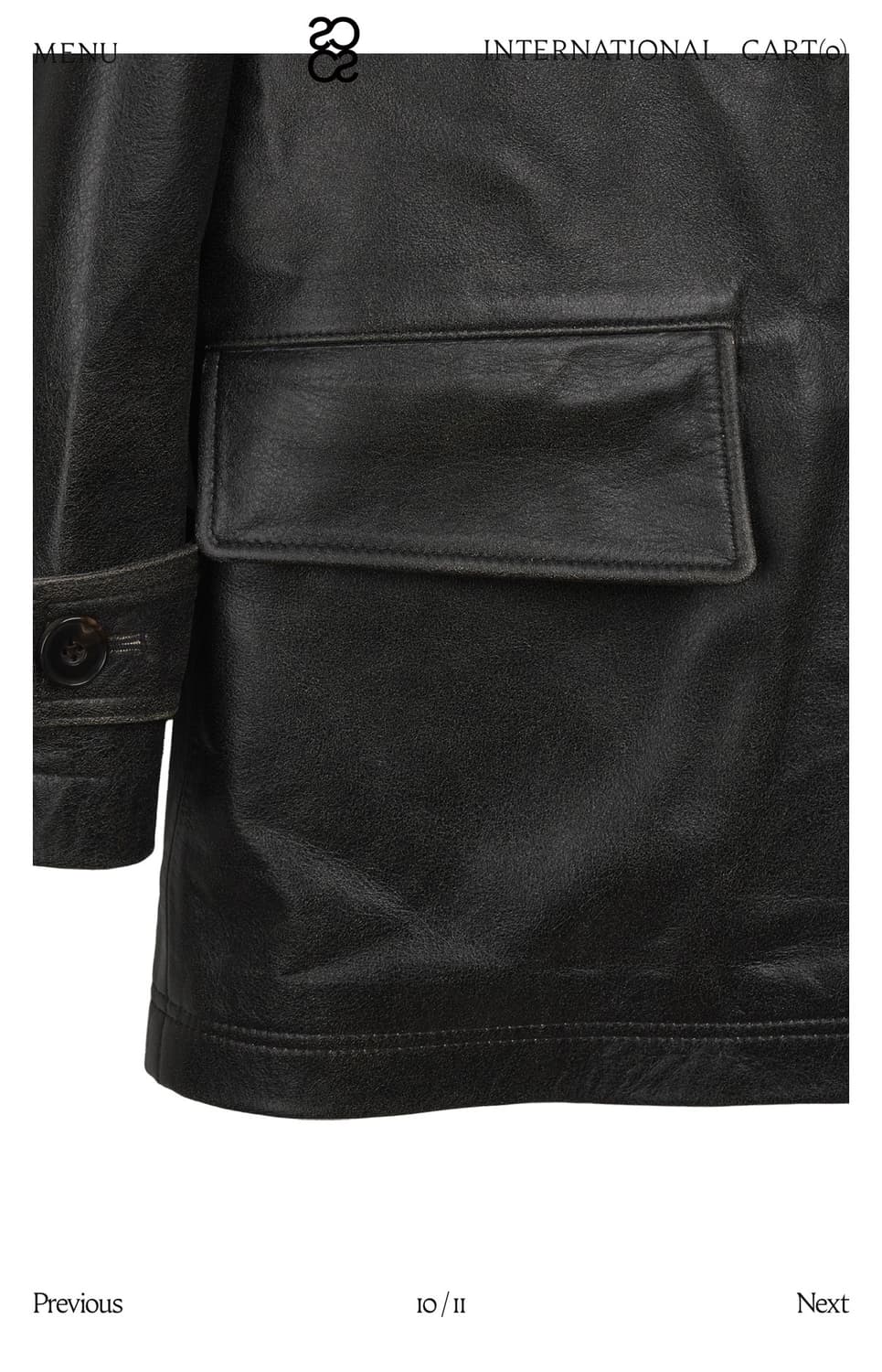코스모스 (리미티드)크랙 카우레더 자켓 M 상품이미지10