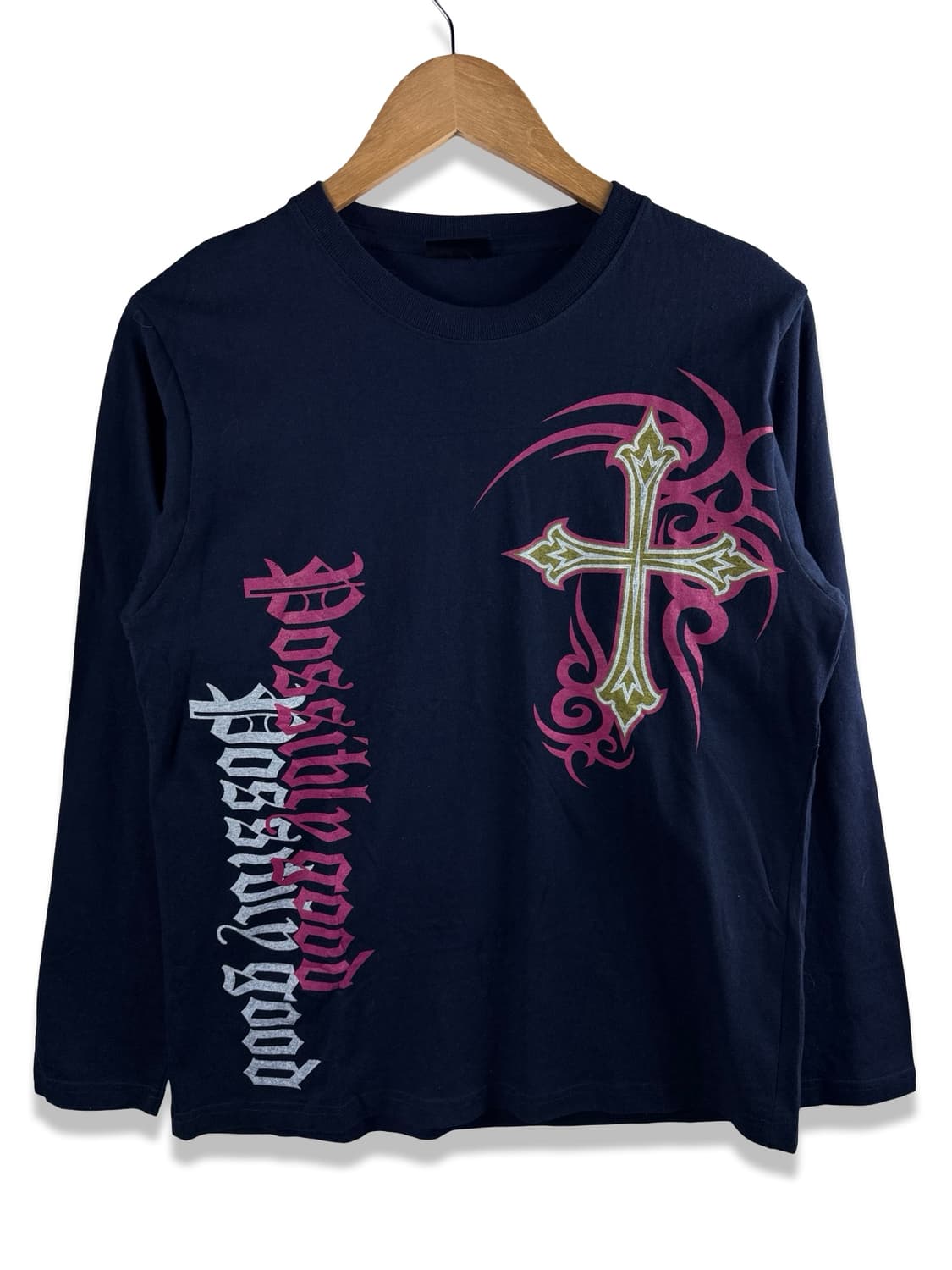 JPN Y2K 고딕 크로스 레터링 프린팅 롱슬리브2383 상품이미지1